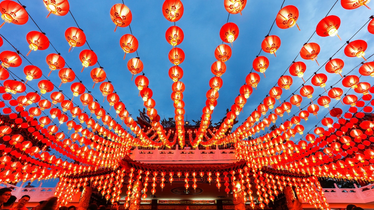 Lucky Red Lanterns Chinese New Year Decorations Ditan Park