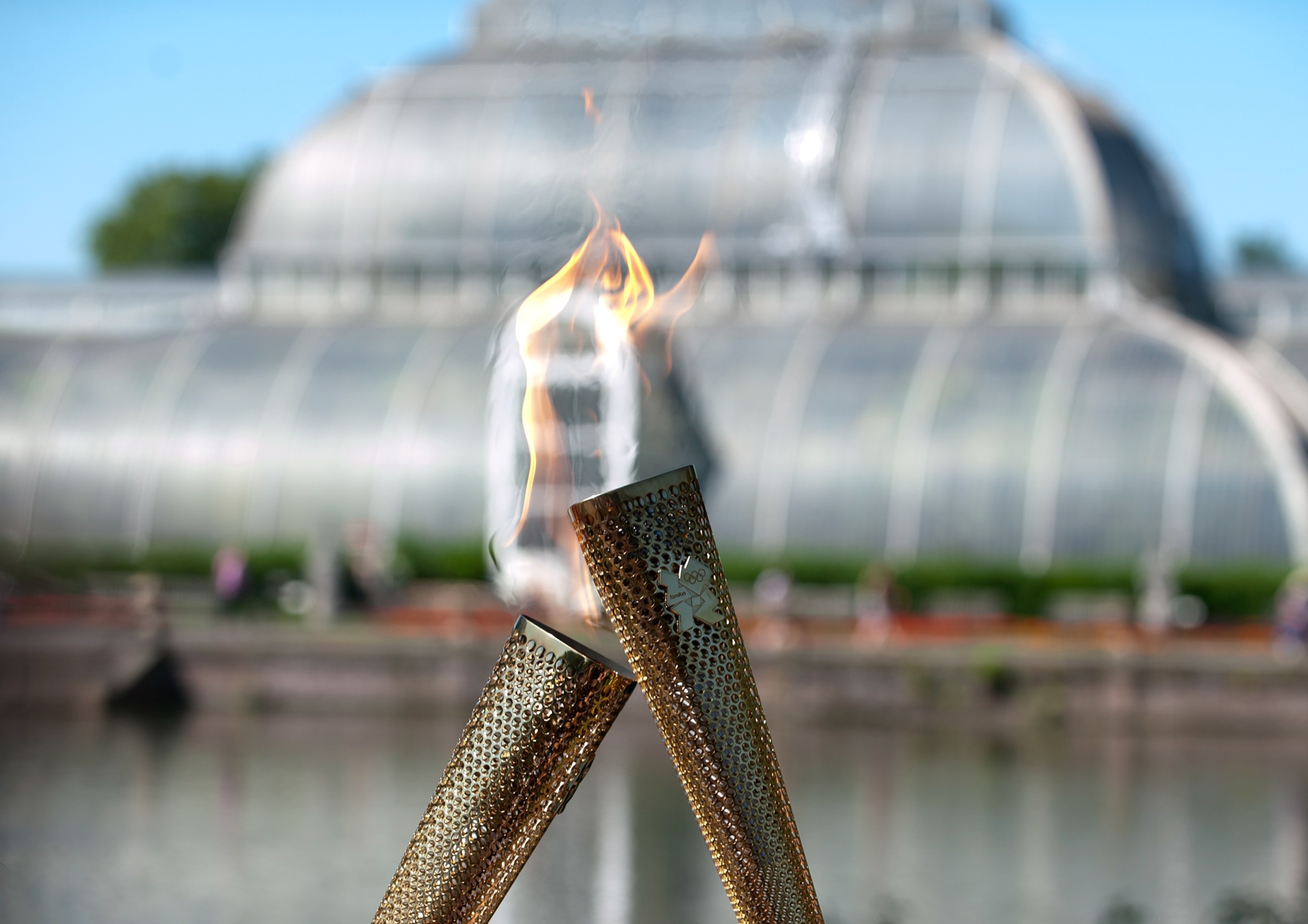 London Olympic torch relay at Royal Botanic Gardens in Kew