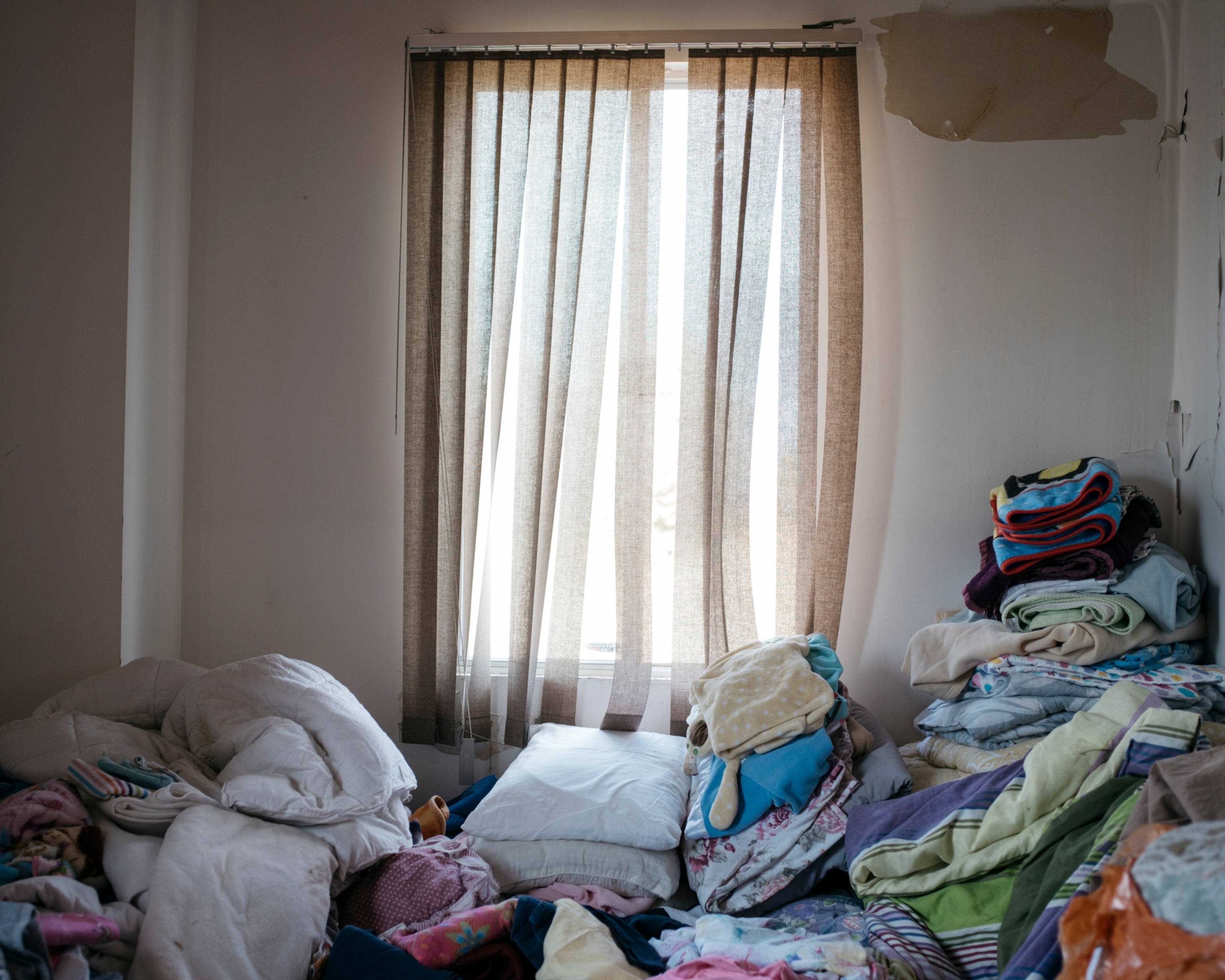 donated clothing and bedding in Wandering River, Alberta, Canada