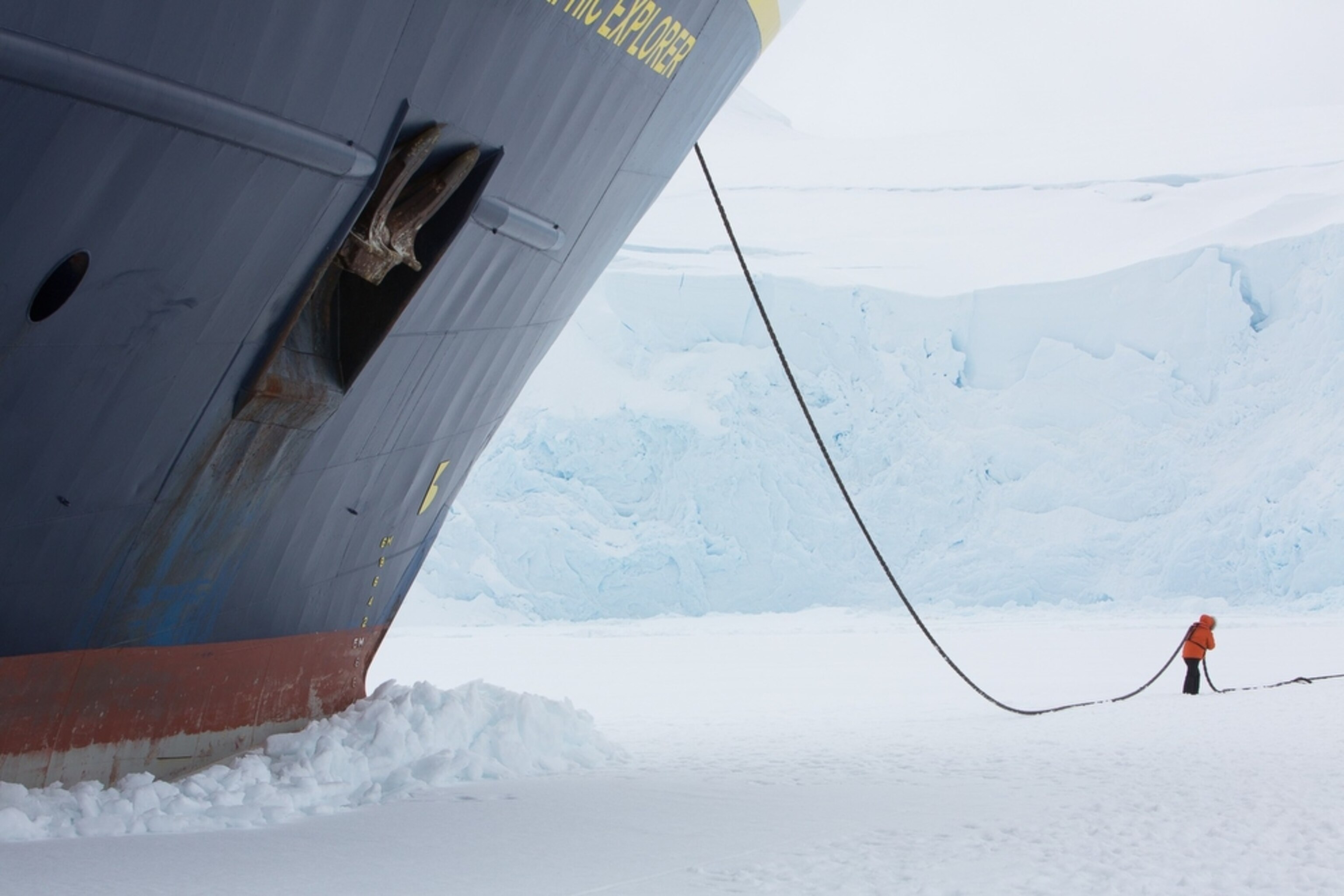 a ship in ice in Antarctica