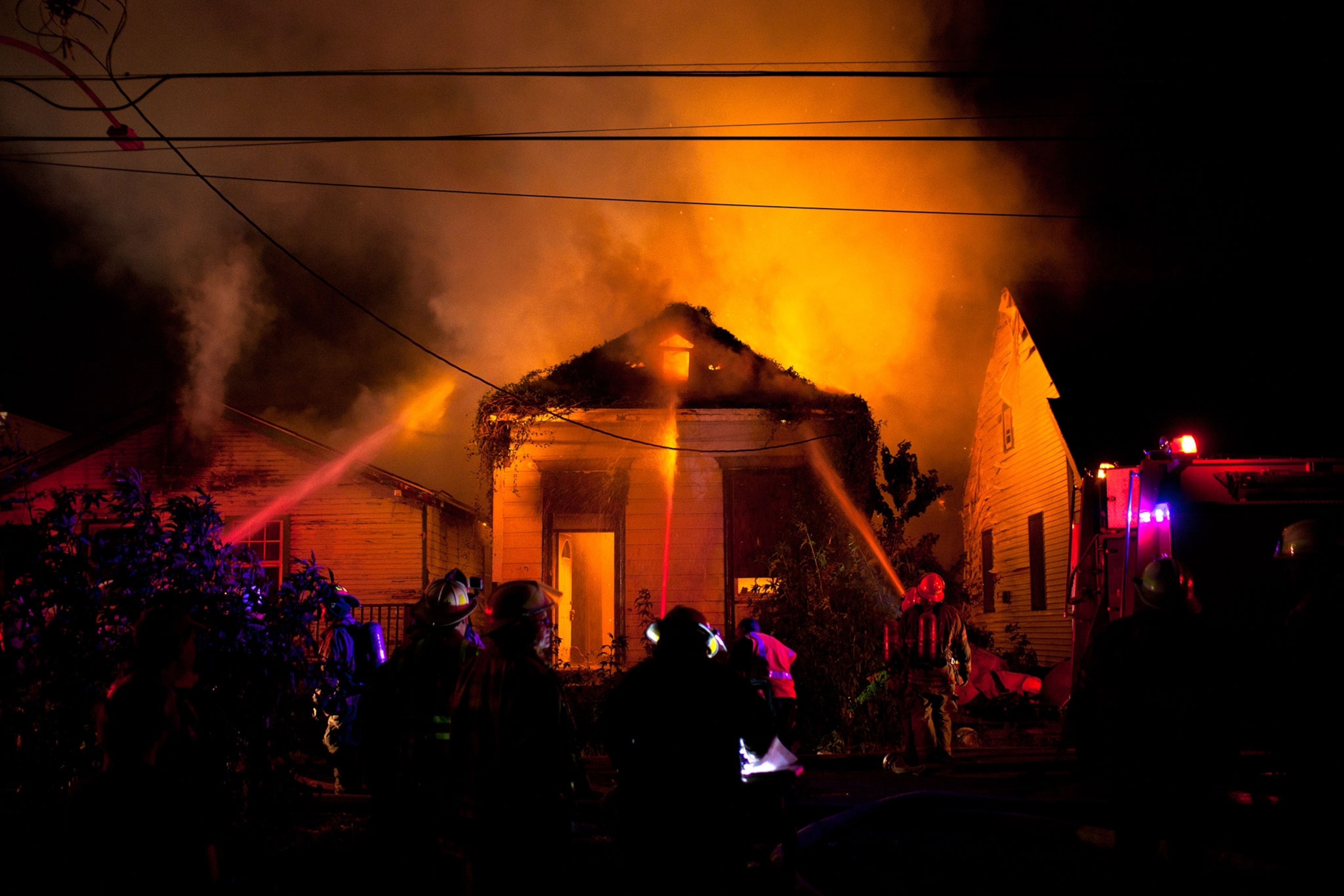 a house on fire in New Orleans