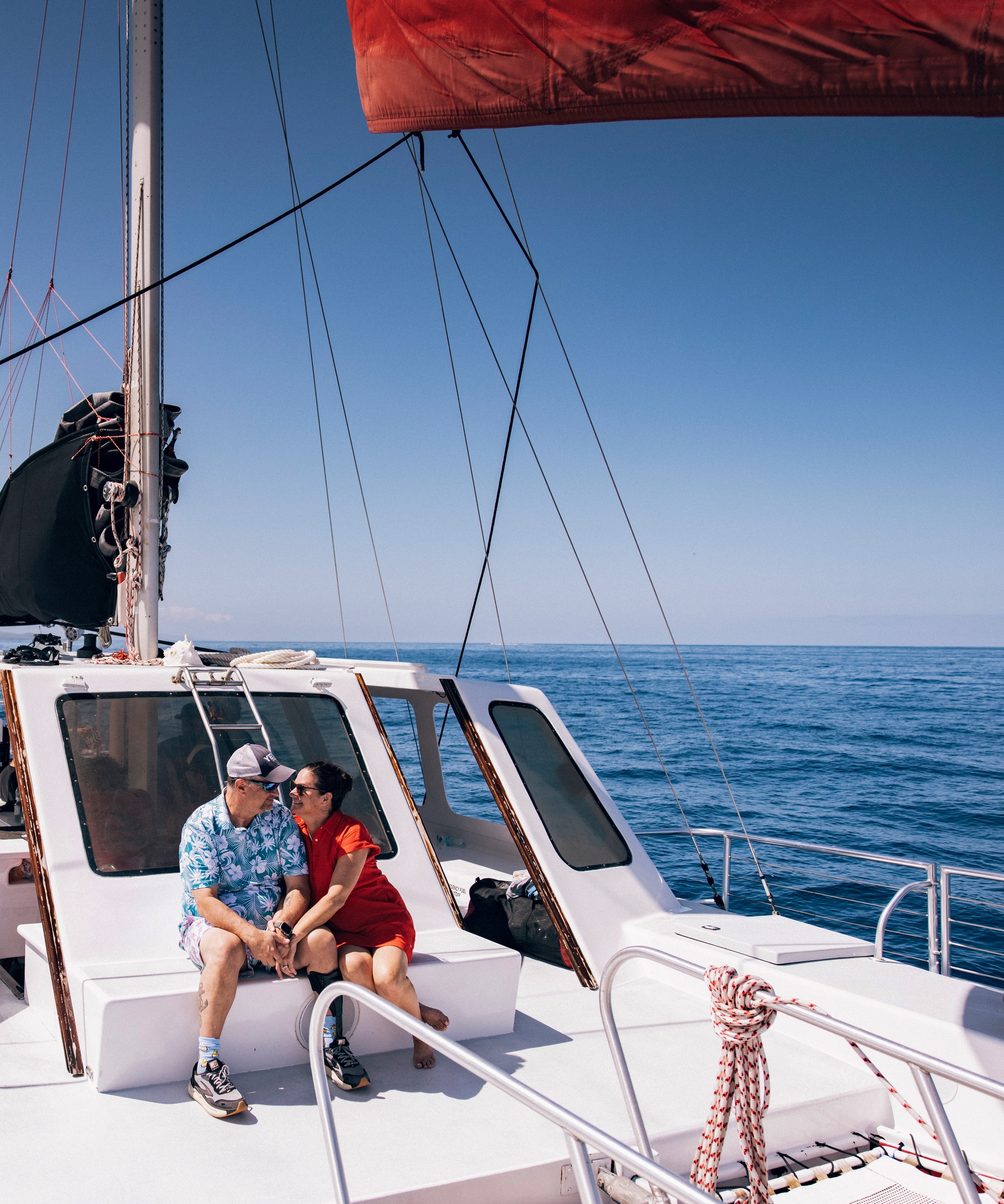 Couple on boat in Big Island, Hawaii
