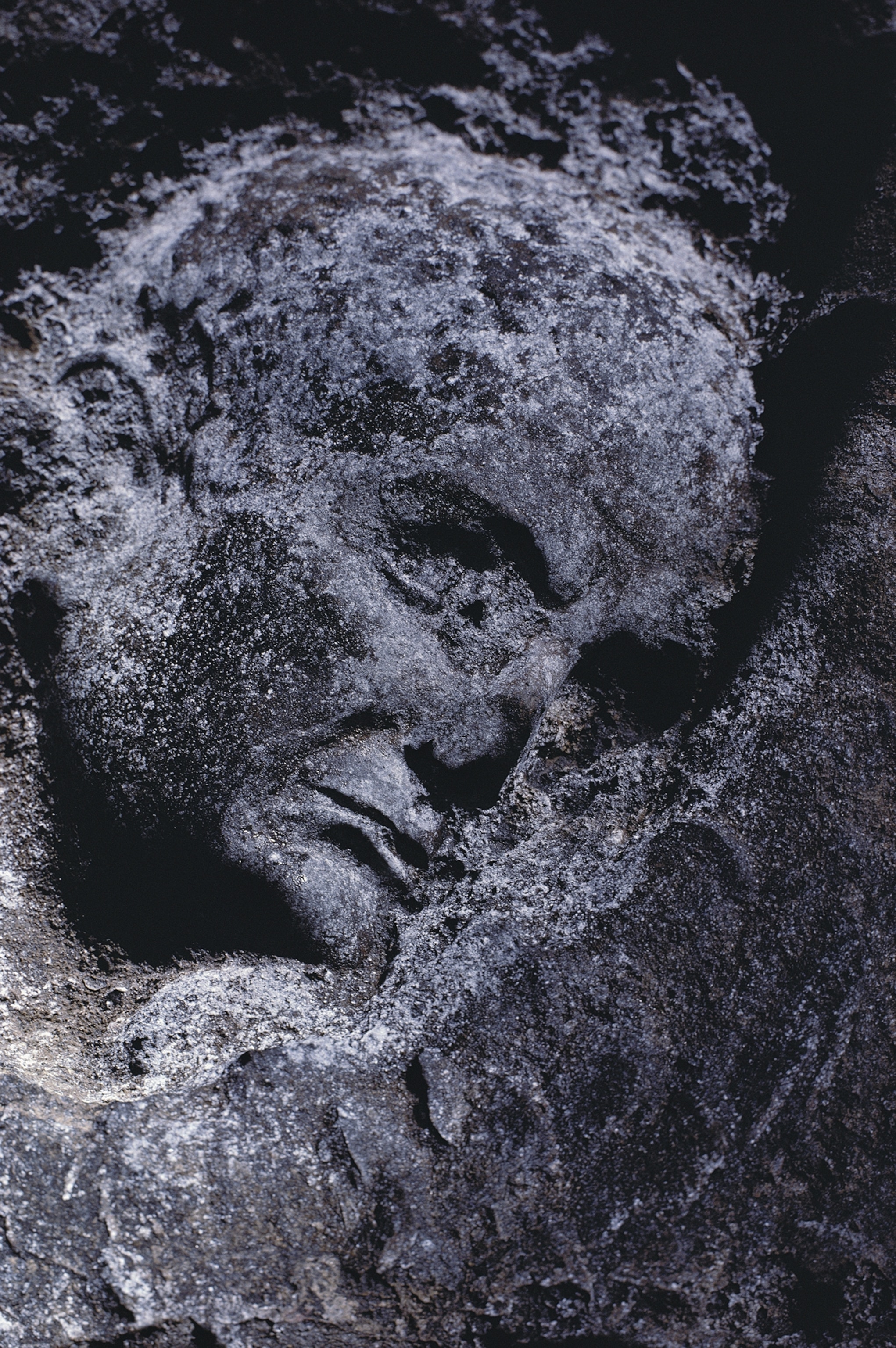An ancient statue's image is preserved in Mount Vesuvius' ash.