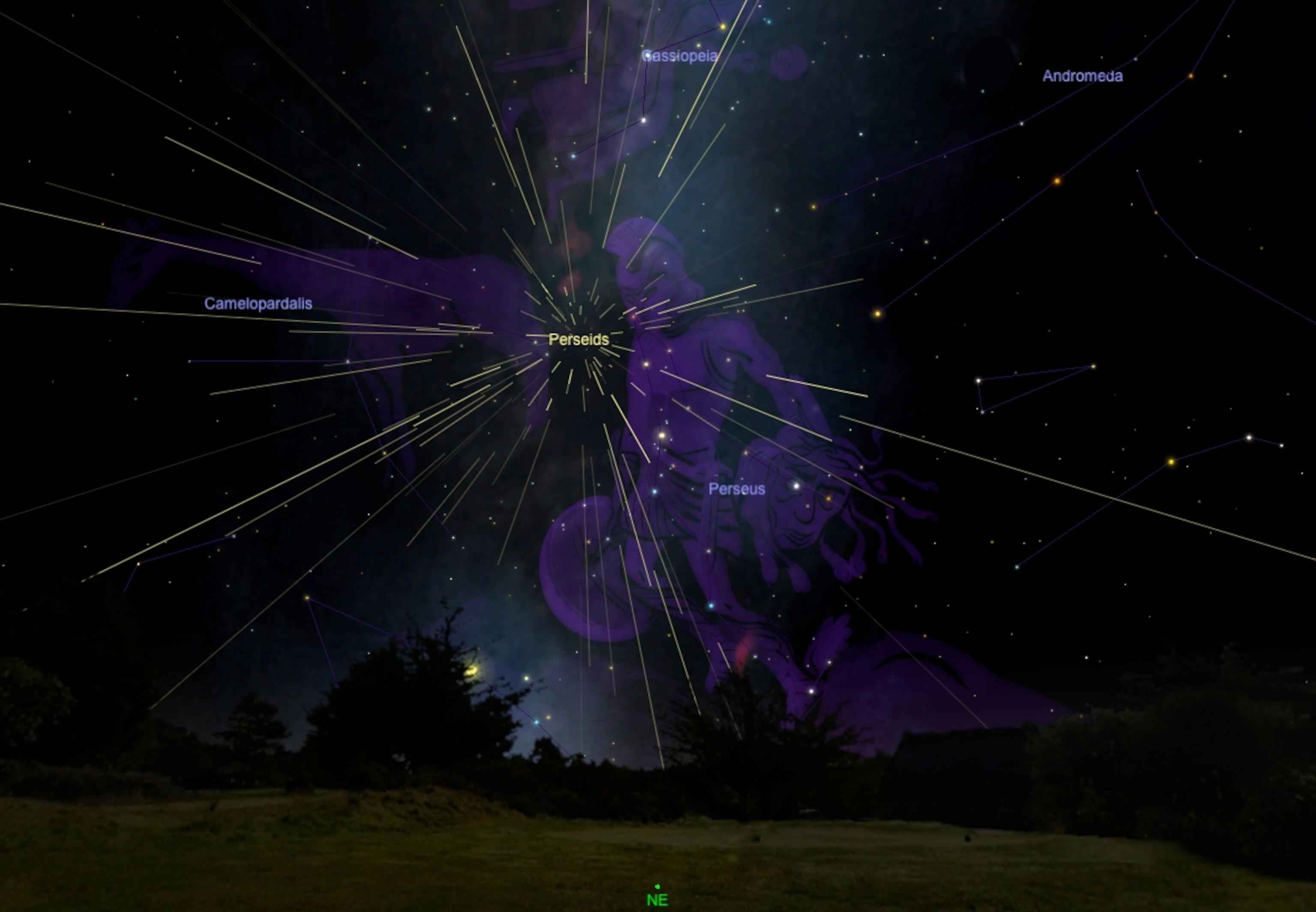 a sky chart showing Perseus constellation