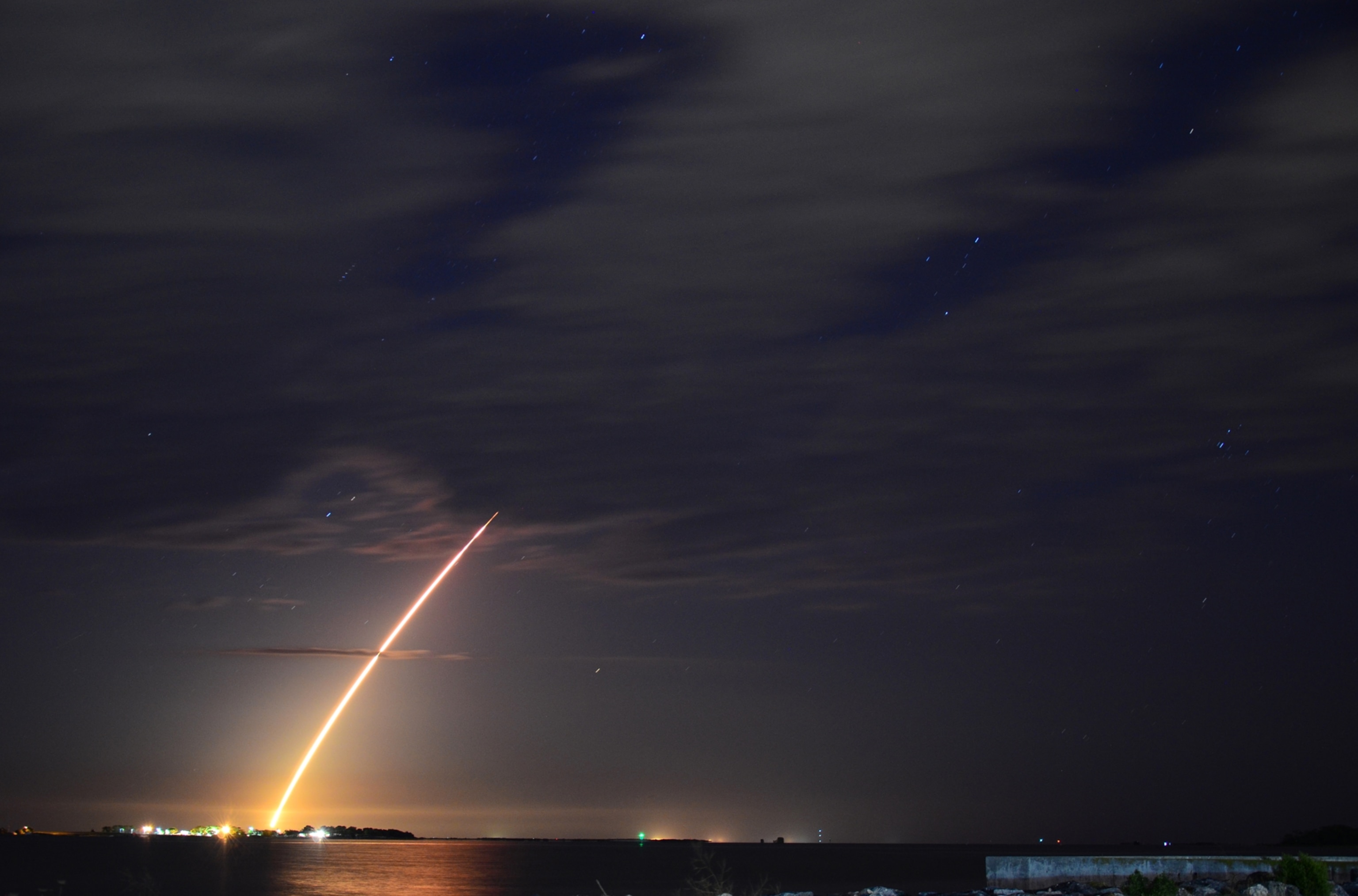 NASA rocket blastoff from Langley Air Force Base, Virginia