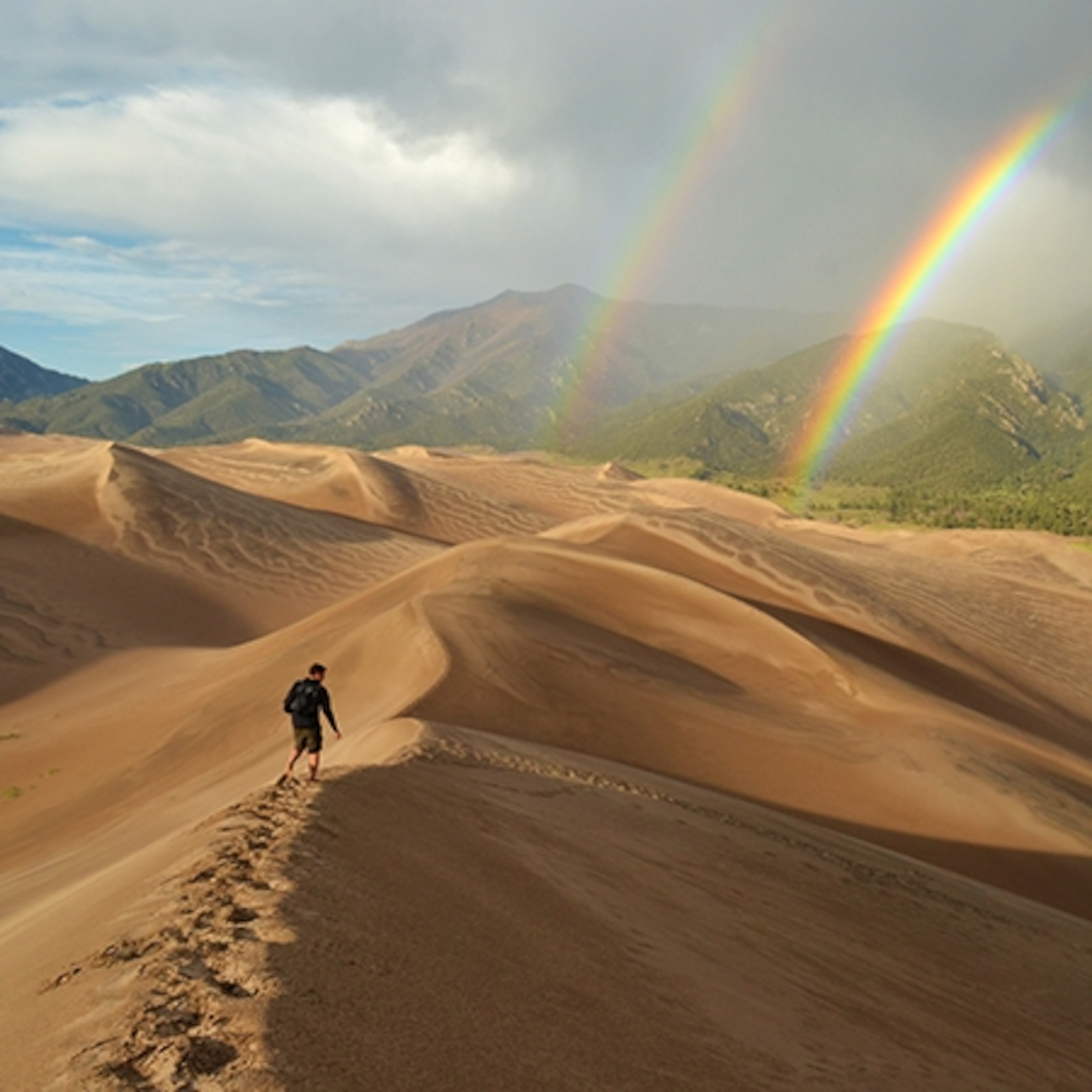 a person walking through the Great Sand Dunes National Park, Colorado