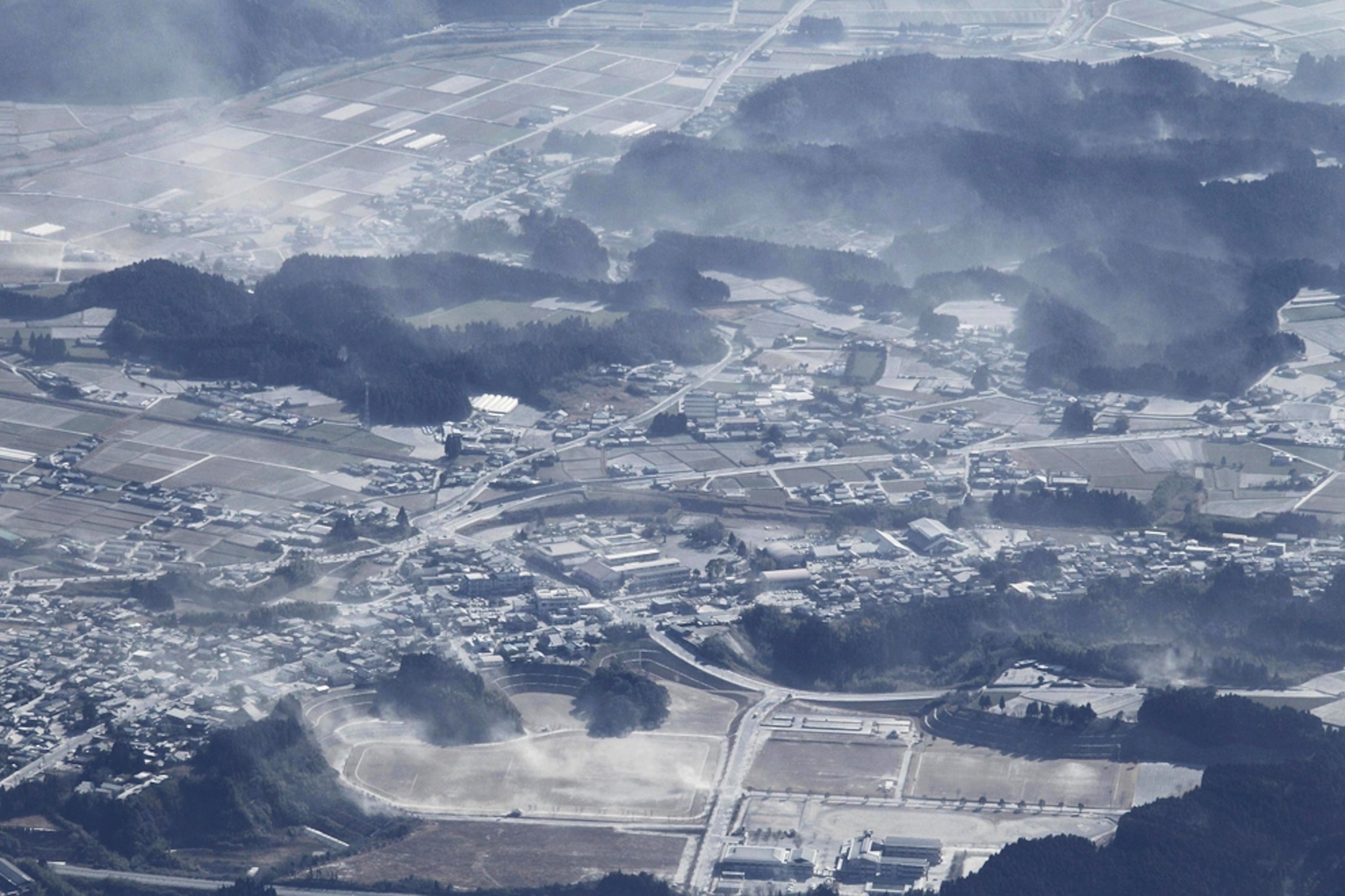 City covered by ash from Japanese volcano picture