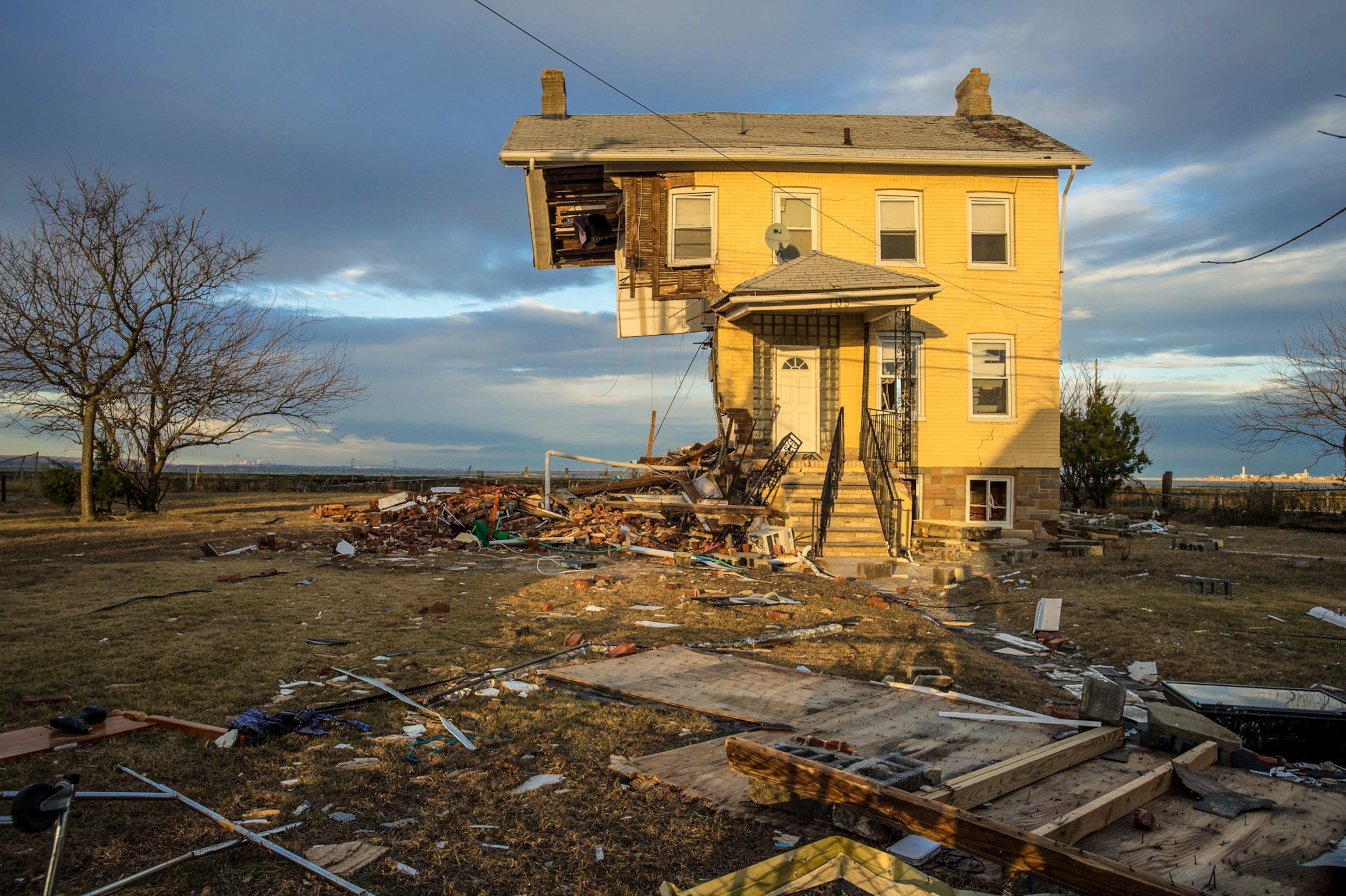 a destroyed house in Union Beach, NJ