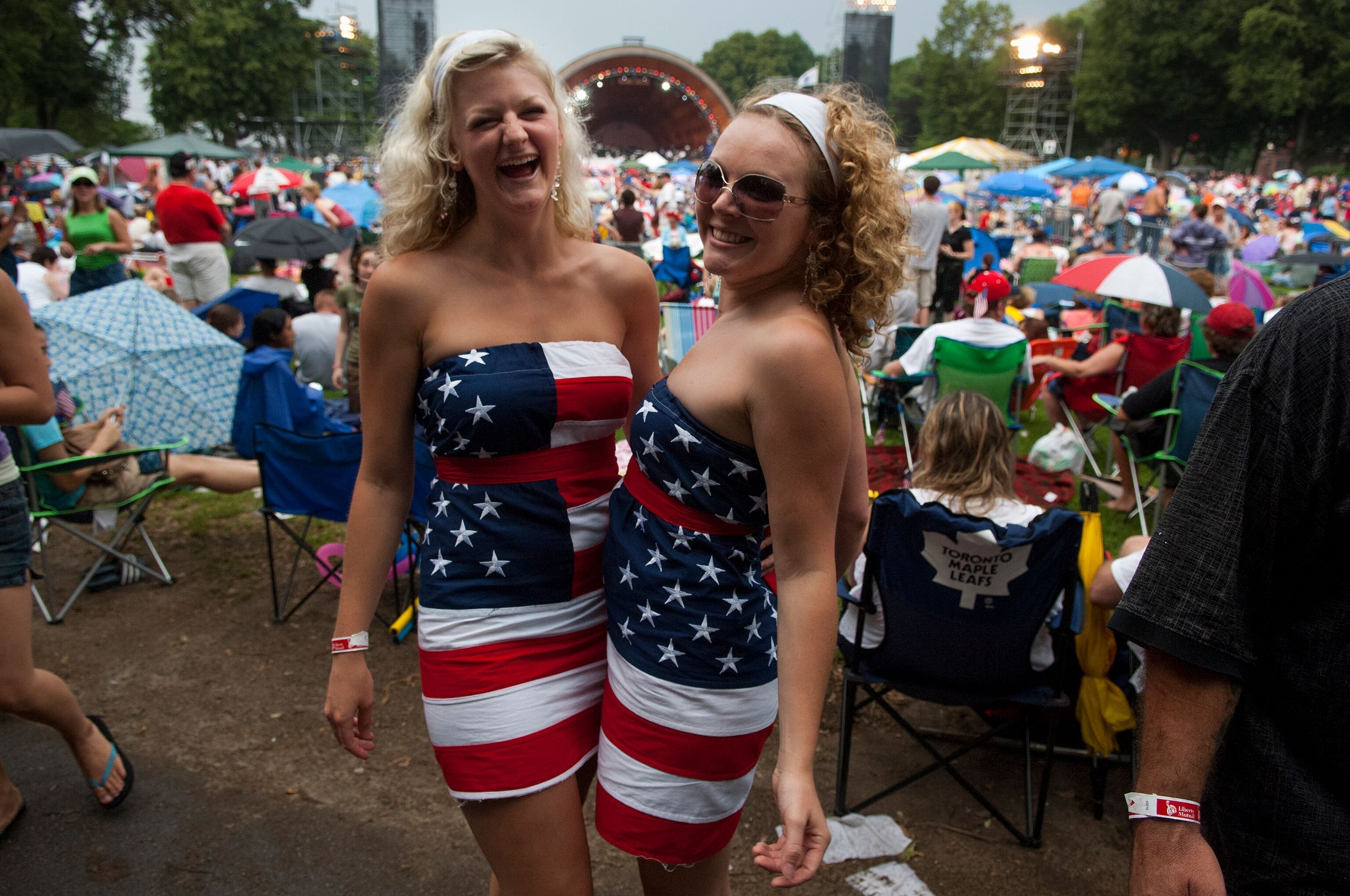 two women posing on the fourth of July