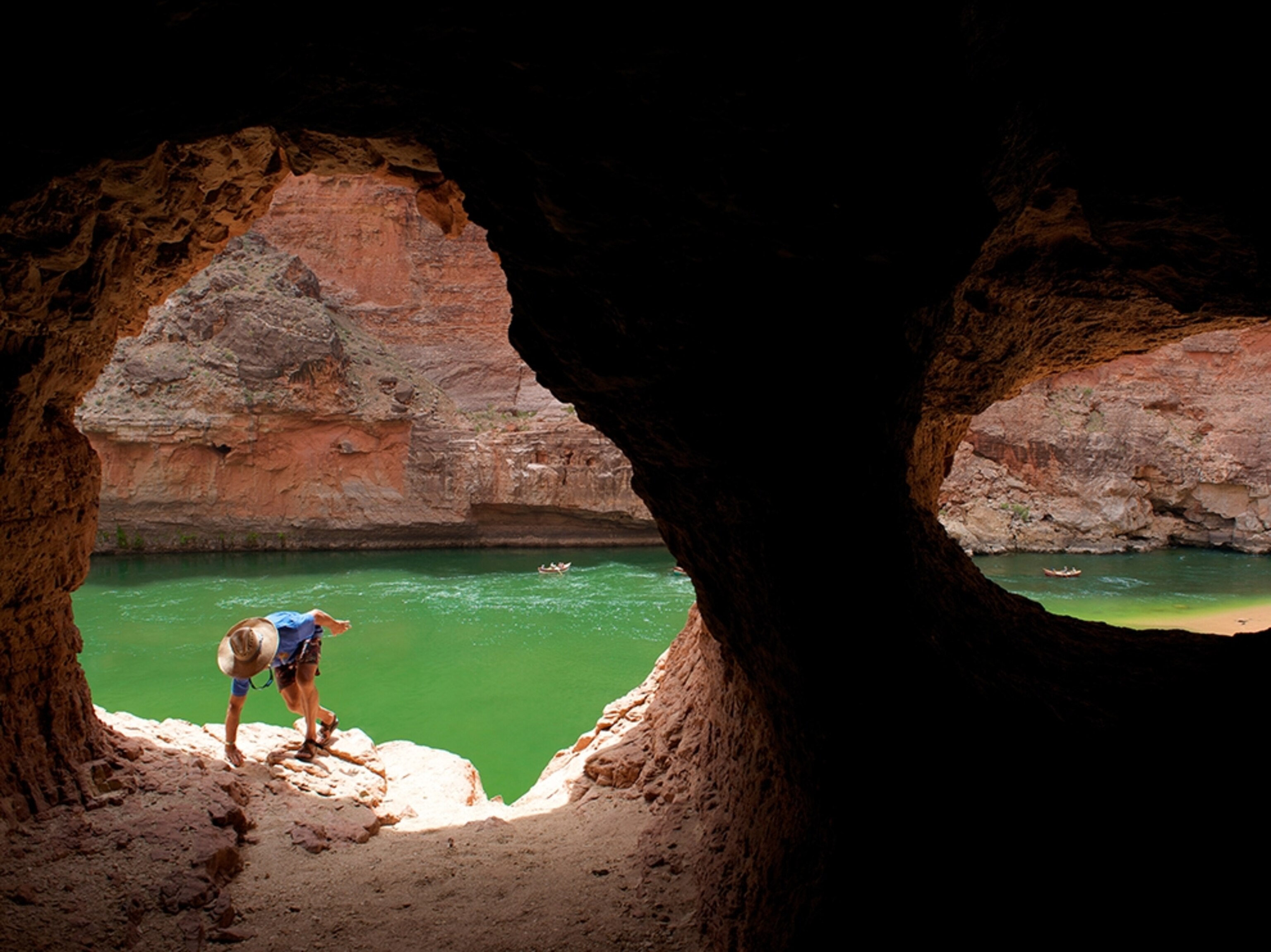 caves along the river in the Grand Canyon