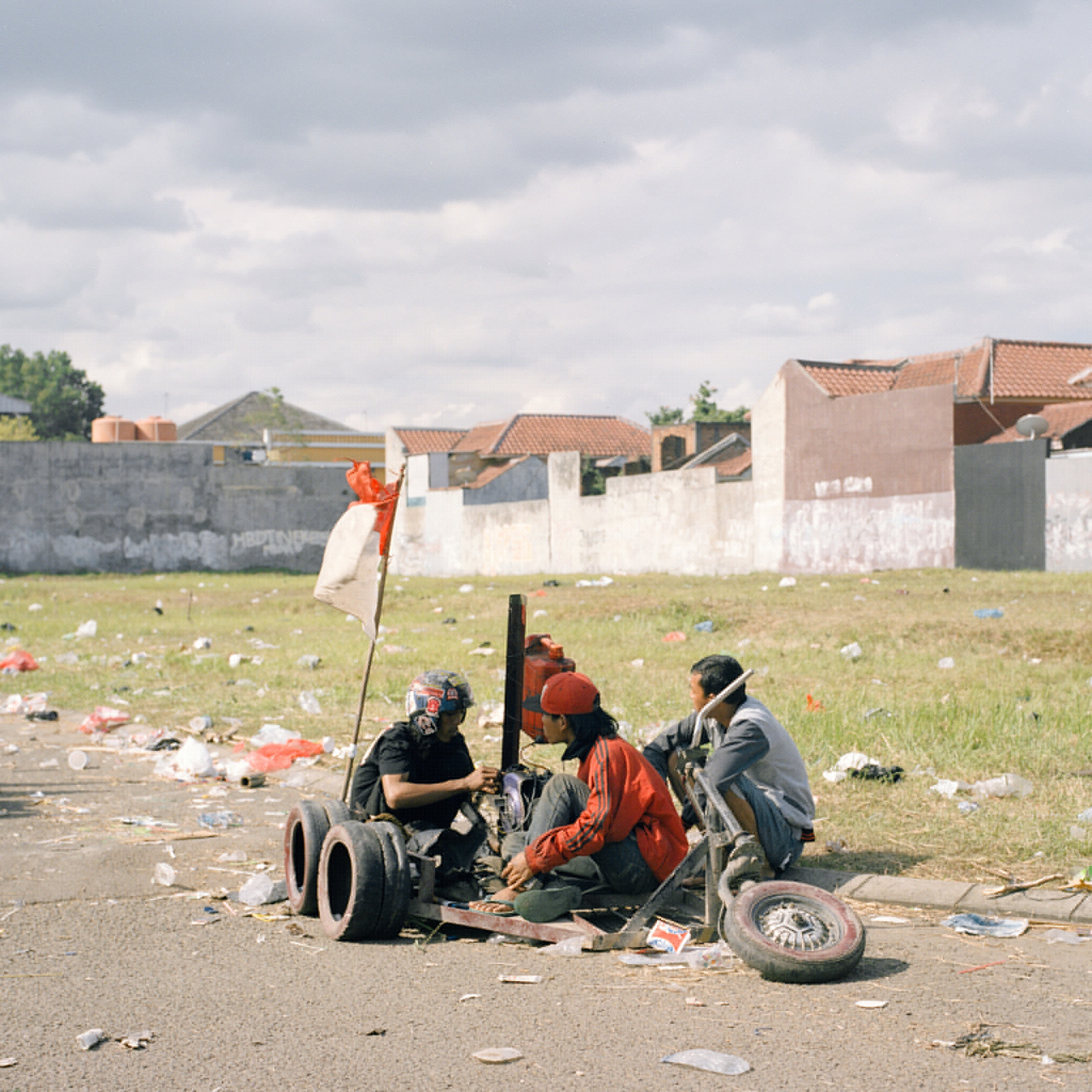 scooter enthusiasts at the end of Java Scooter Rendezvous in Indonesia
