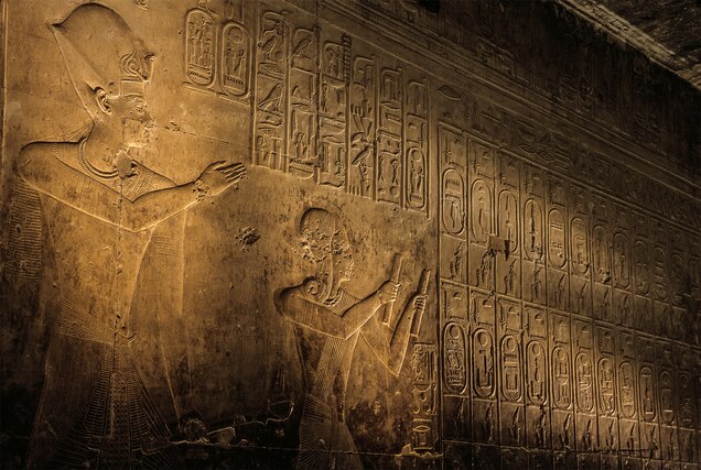 Seti I's large mortuary temple in Abydos includes a passage known as the Gallery of the Ancestors. On one wall is inscribed a list of 76 pharaohs' names (the Abydos Kings List) with Menes listed first.