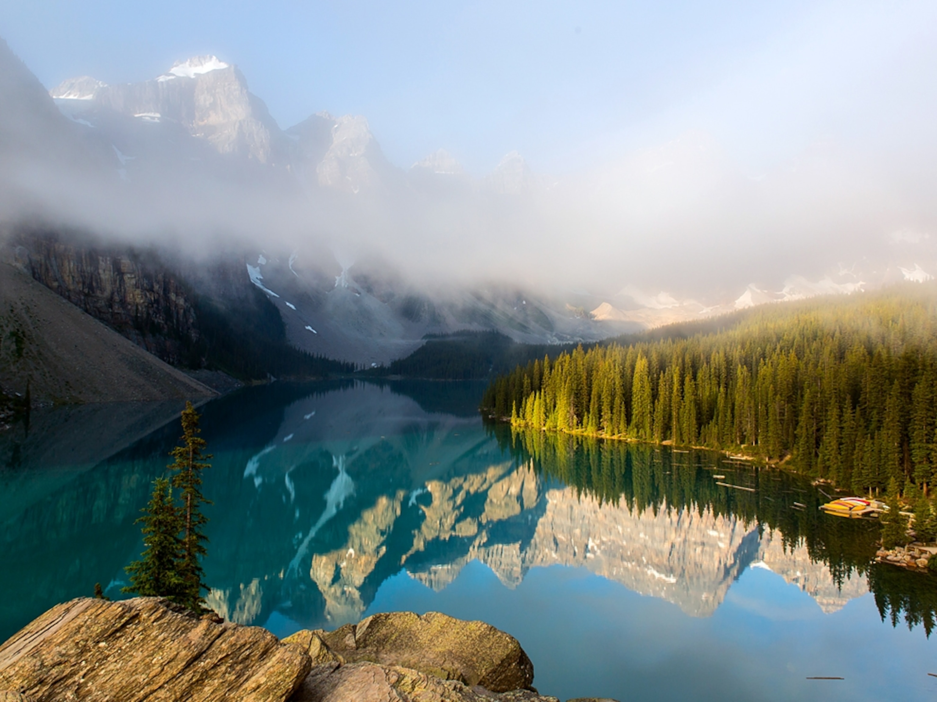 fog above Moraine Lake, Banff National Park