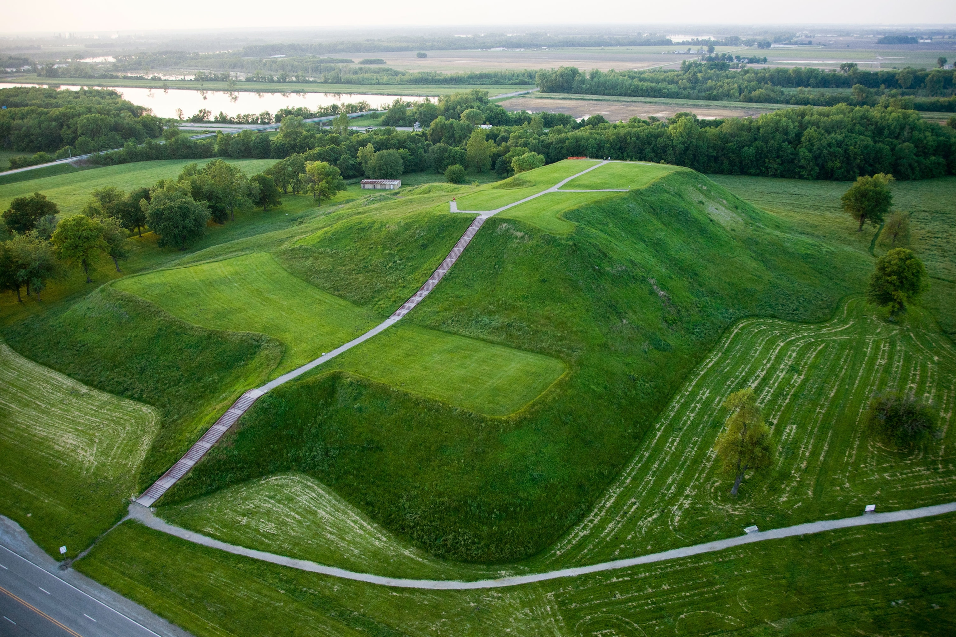 Monks Mound at Cahokia Mounds State Historic Site in Illinois