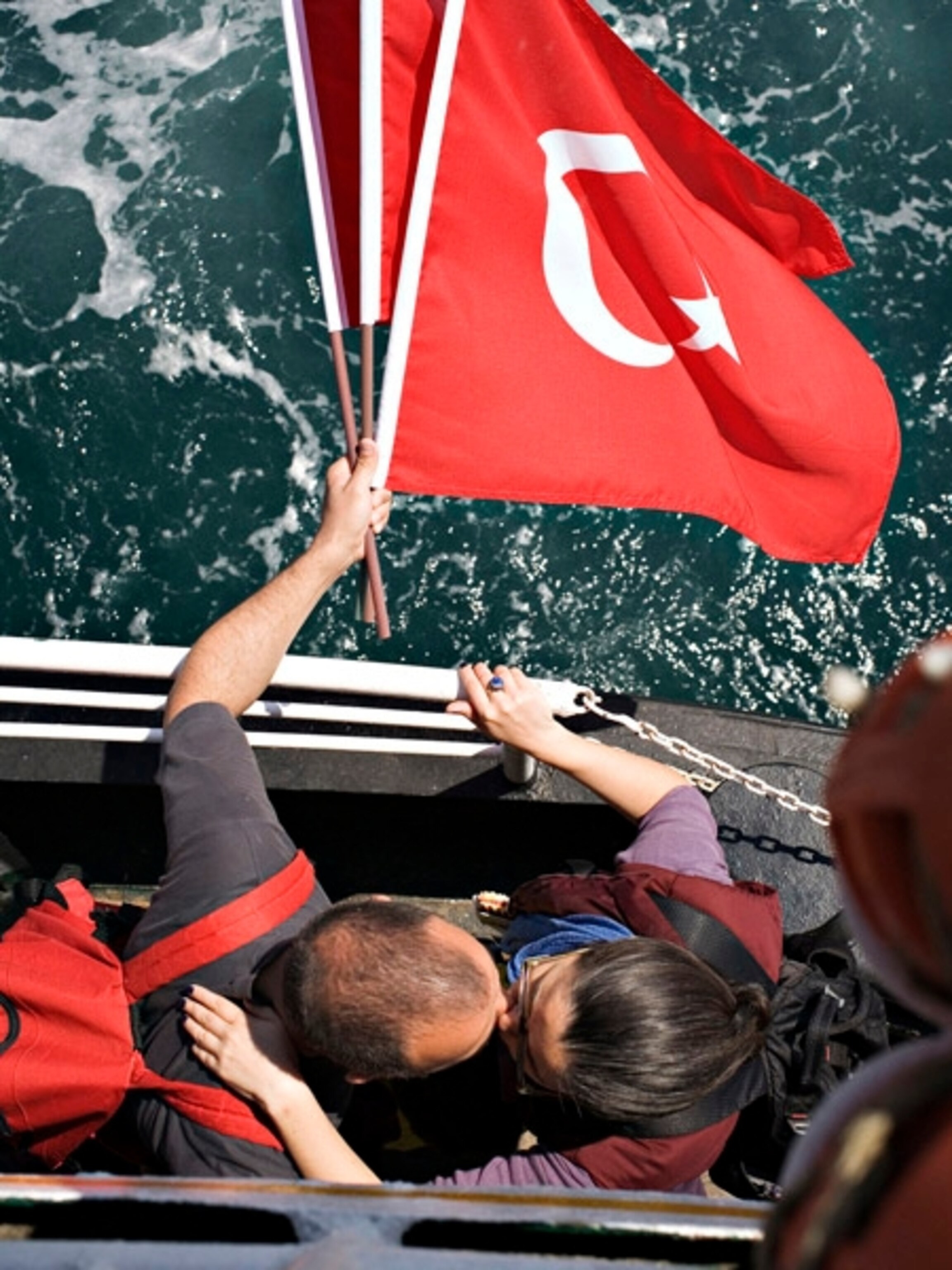 Couple crossing the Bosporus