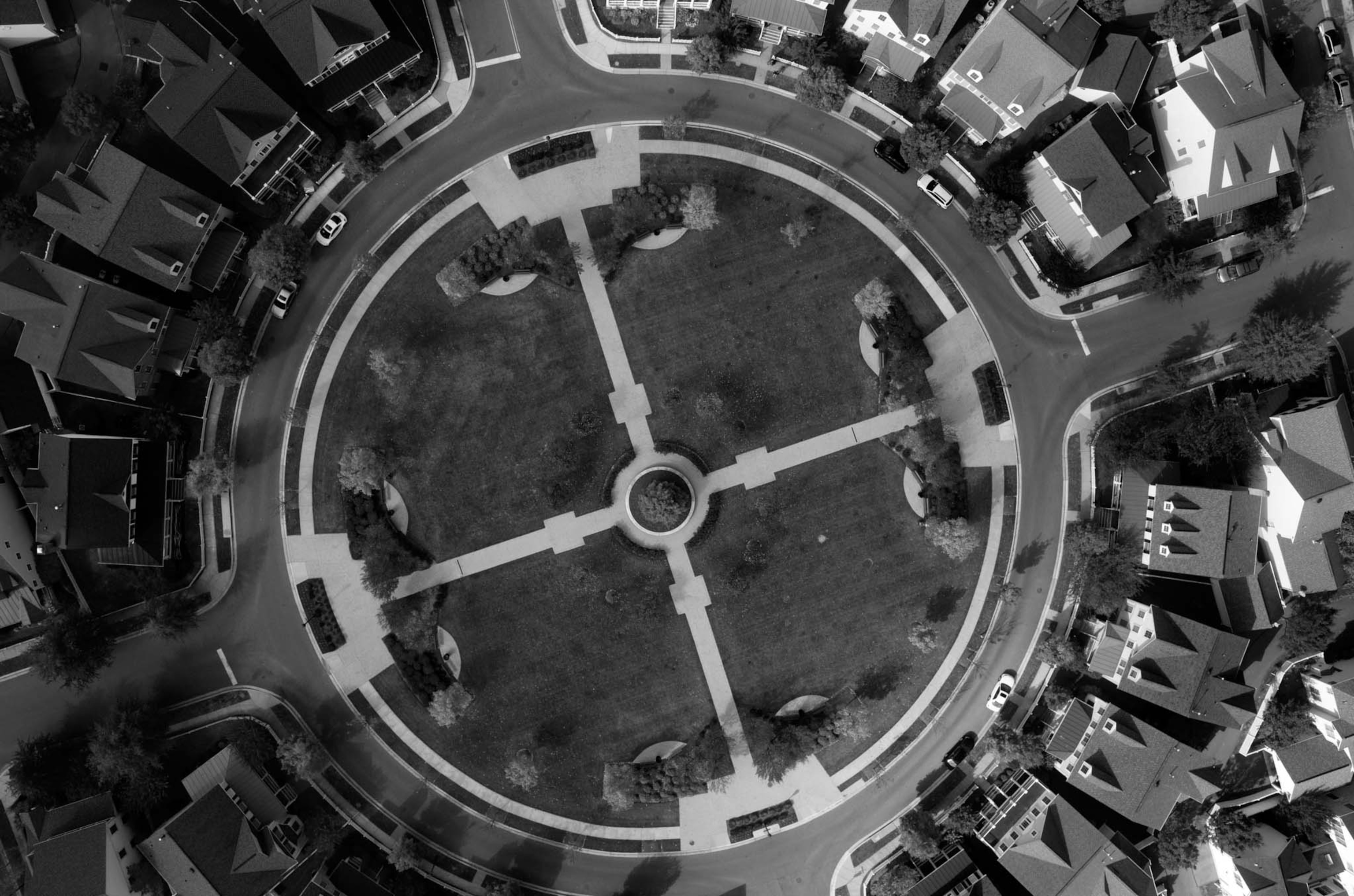 suburban neighborhood aerial