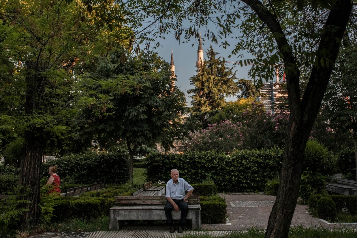 a park in the center of Tirana