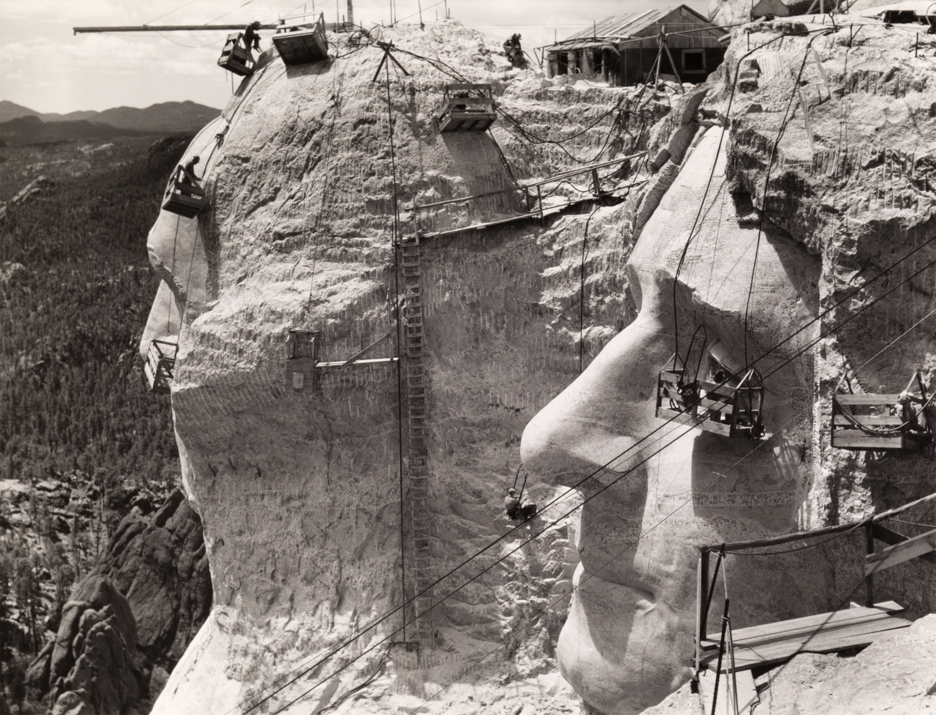winch houses on Mount Rushmore