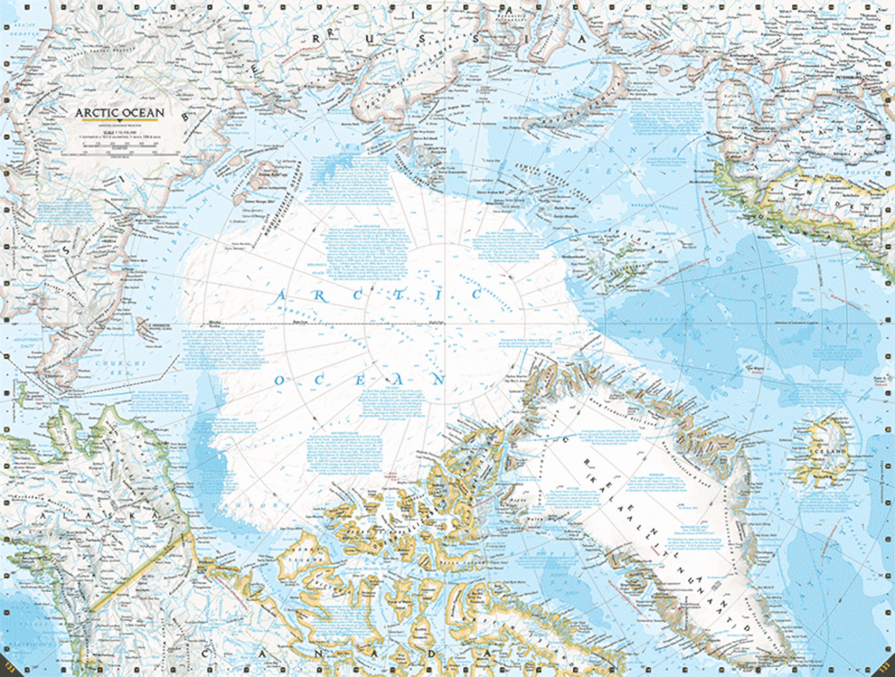 Picture illustration of the Arctic Ocean ice melting on through National Geographic atlases