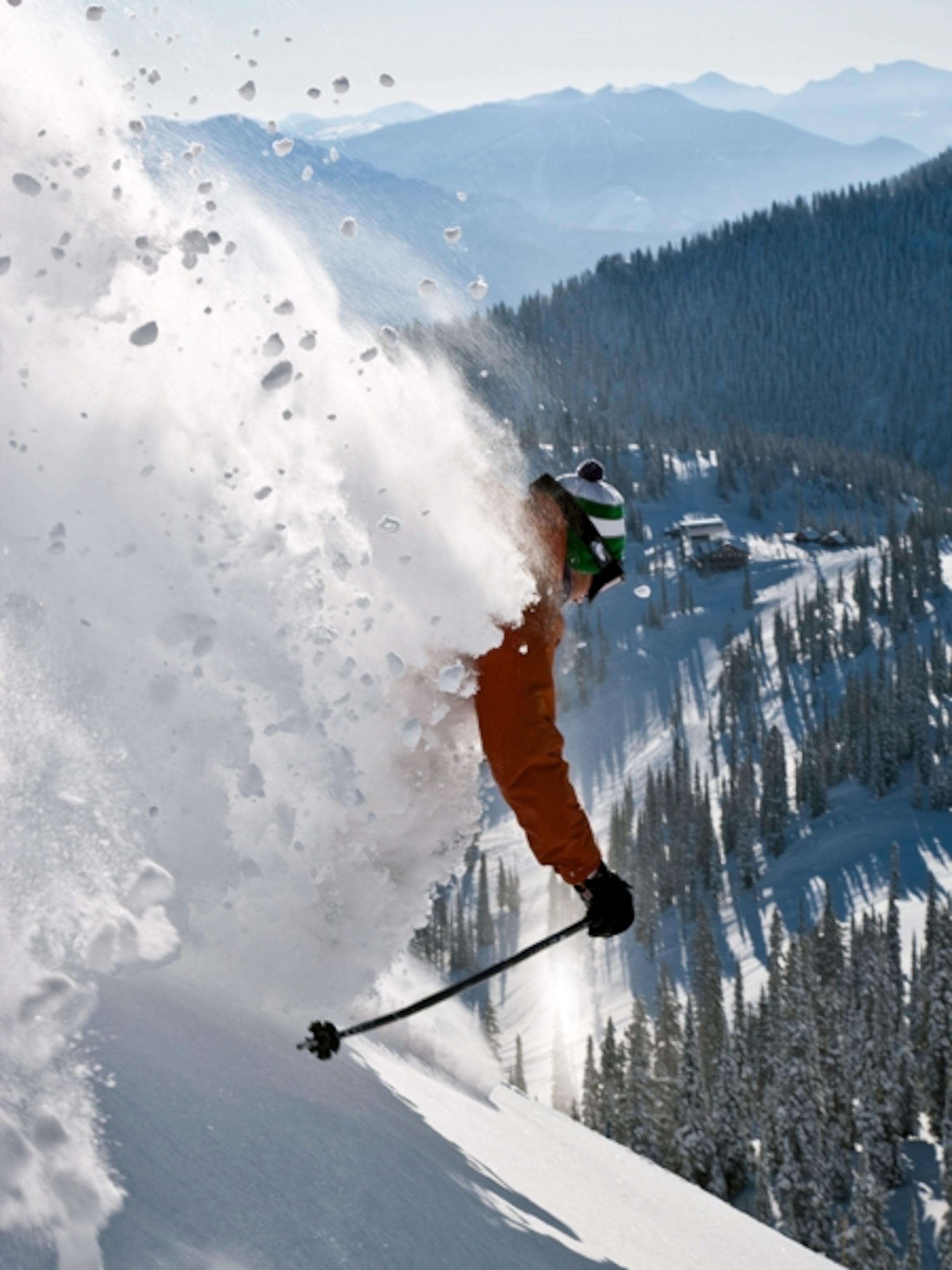 A skier in powder at Fernie Ski Resort
