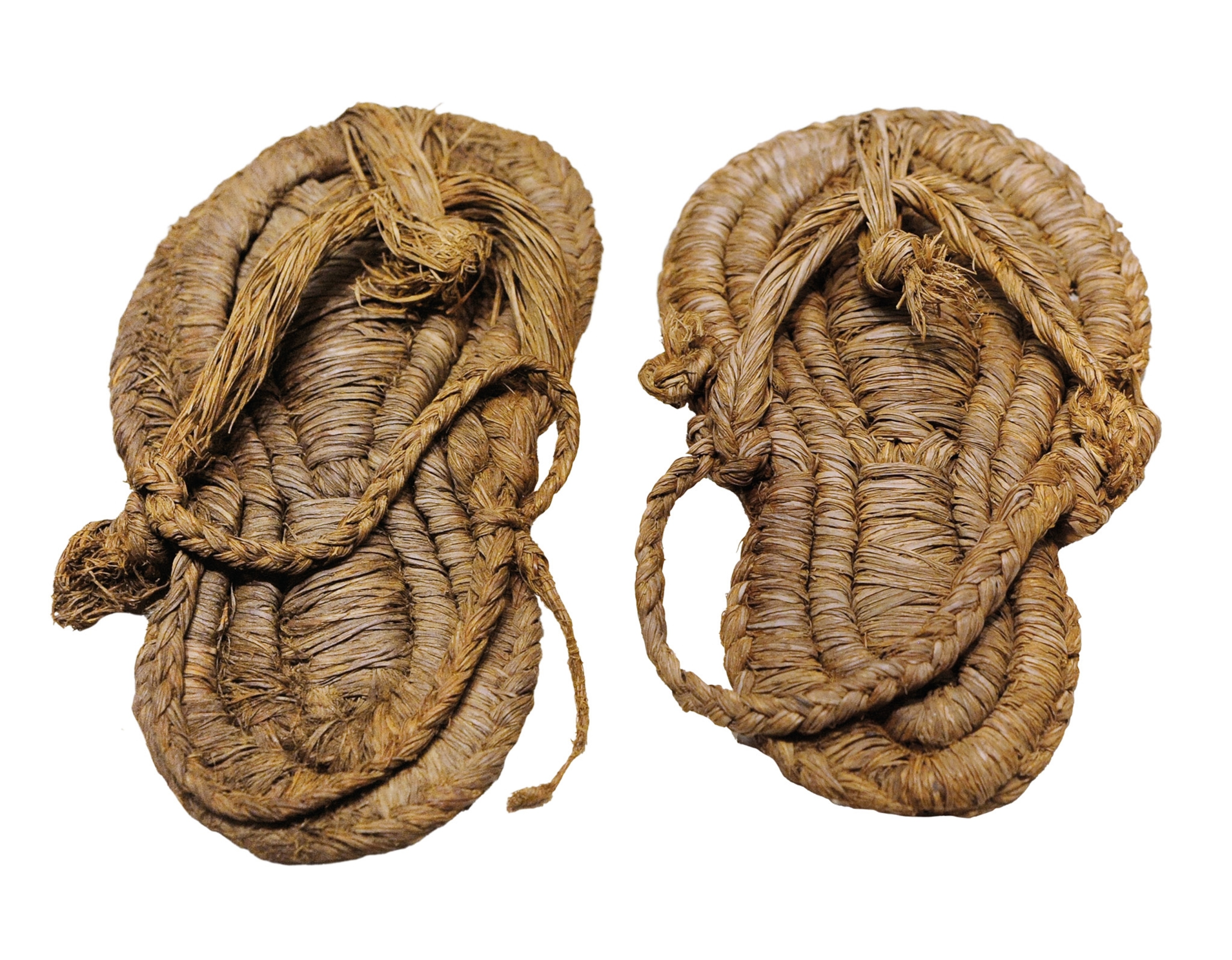 A pair of Neolithic sandals is pictured.