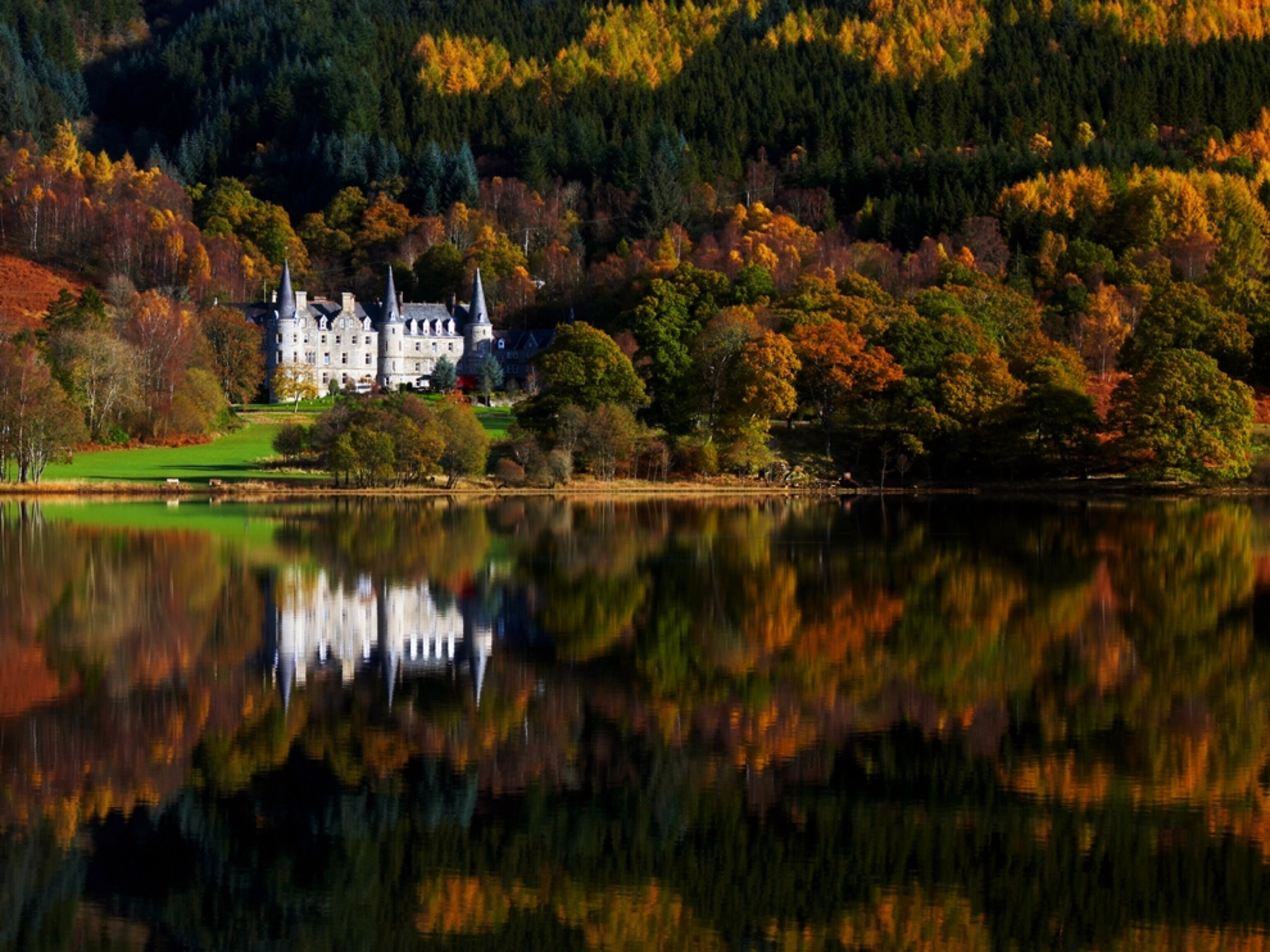 View to an estate across Loch Lomond in Scotland