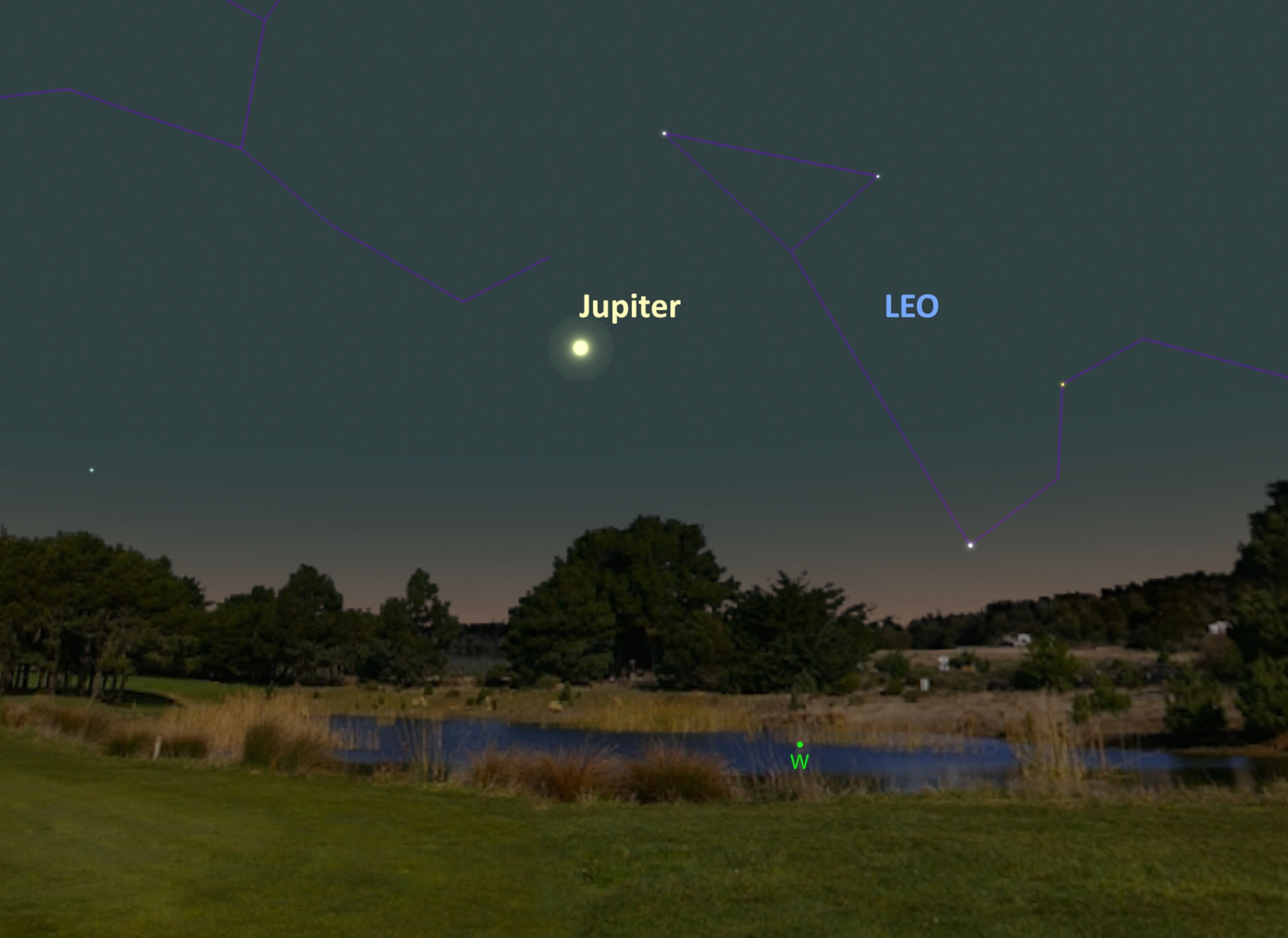 Jupiter visible in the night sky