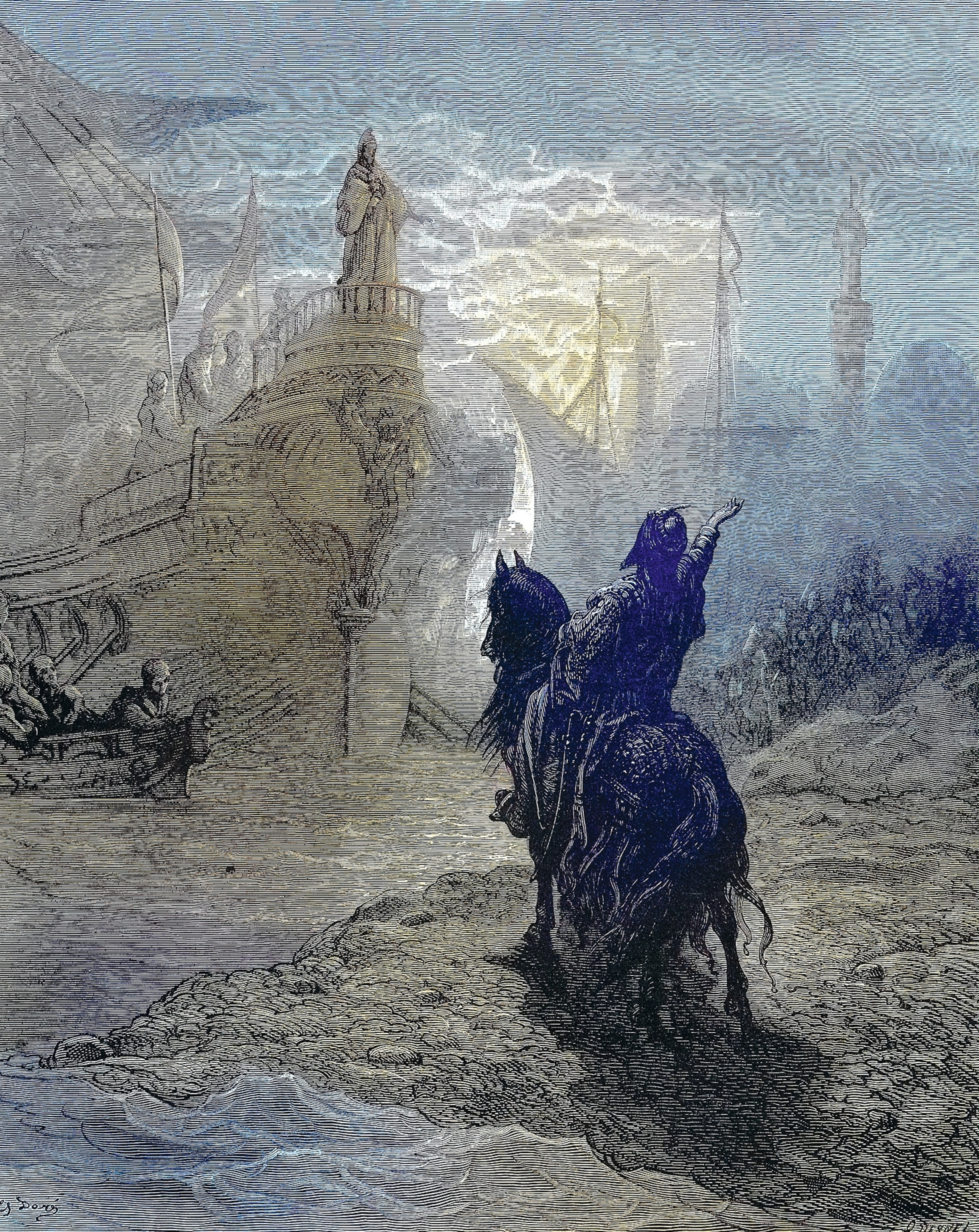 A 19th-century engraving shows Mourtzouphlus on horseback.