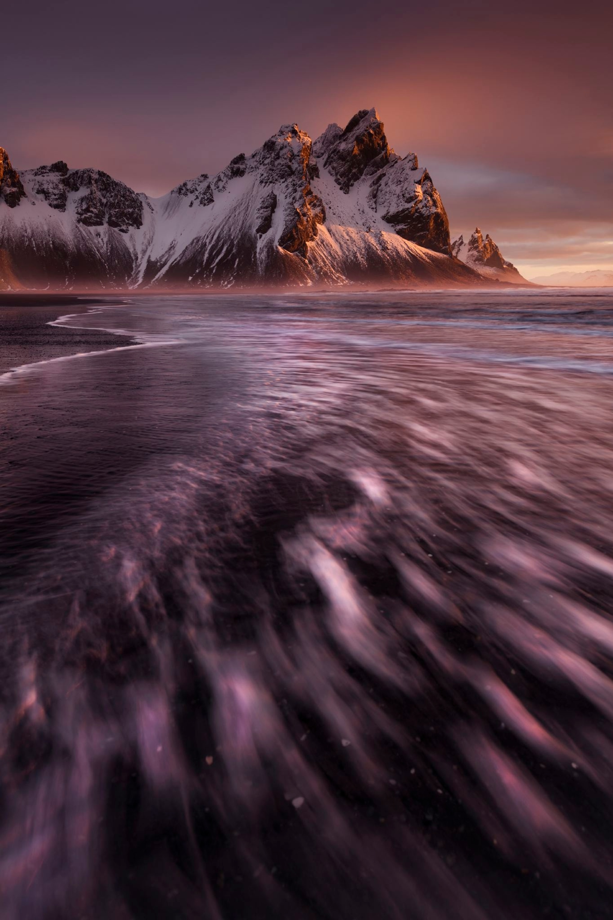 waves at Stokssnes beach in Iceland