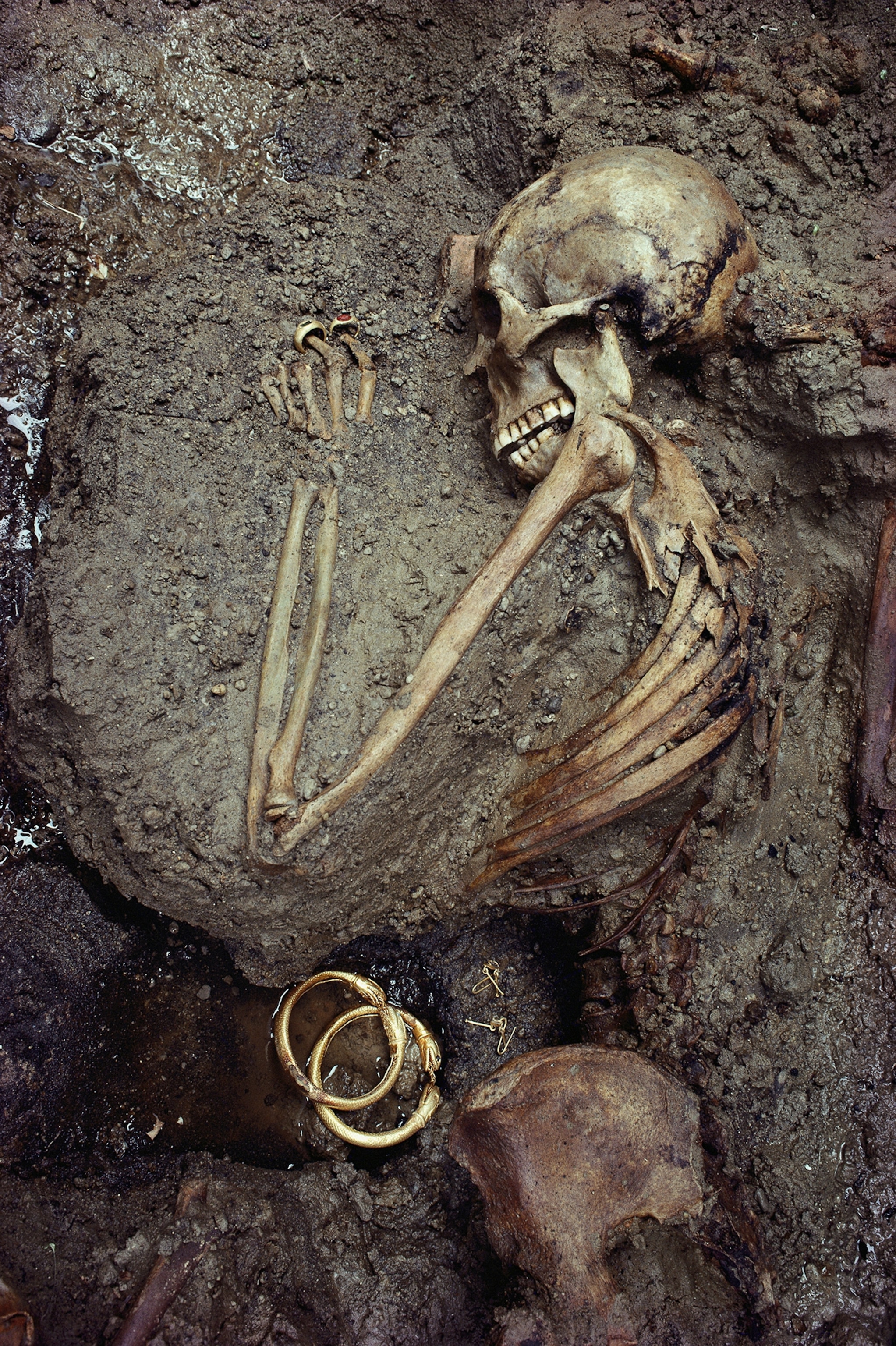 The skeleton of this woman was buried with a treasure of jewels.