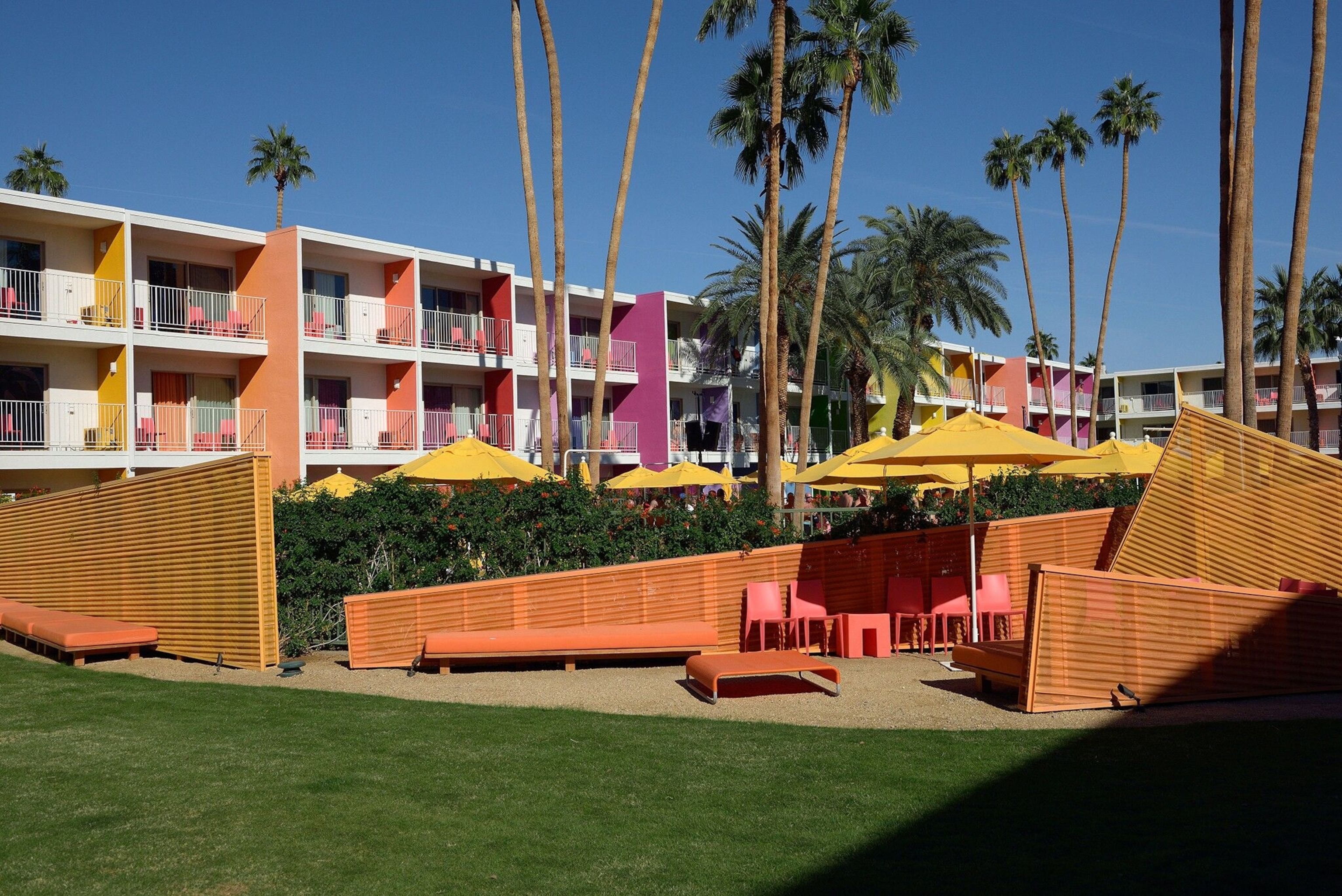 Modernist architecture with colourful houses on display at the Modernism Museum