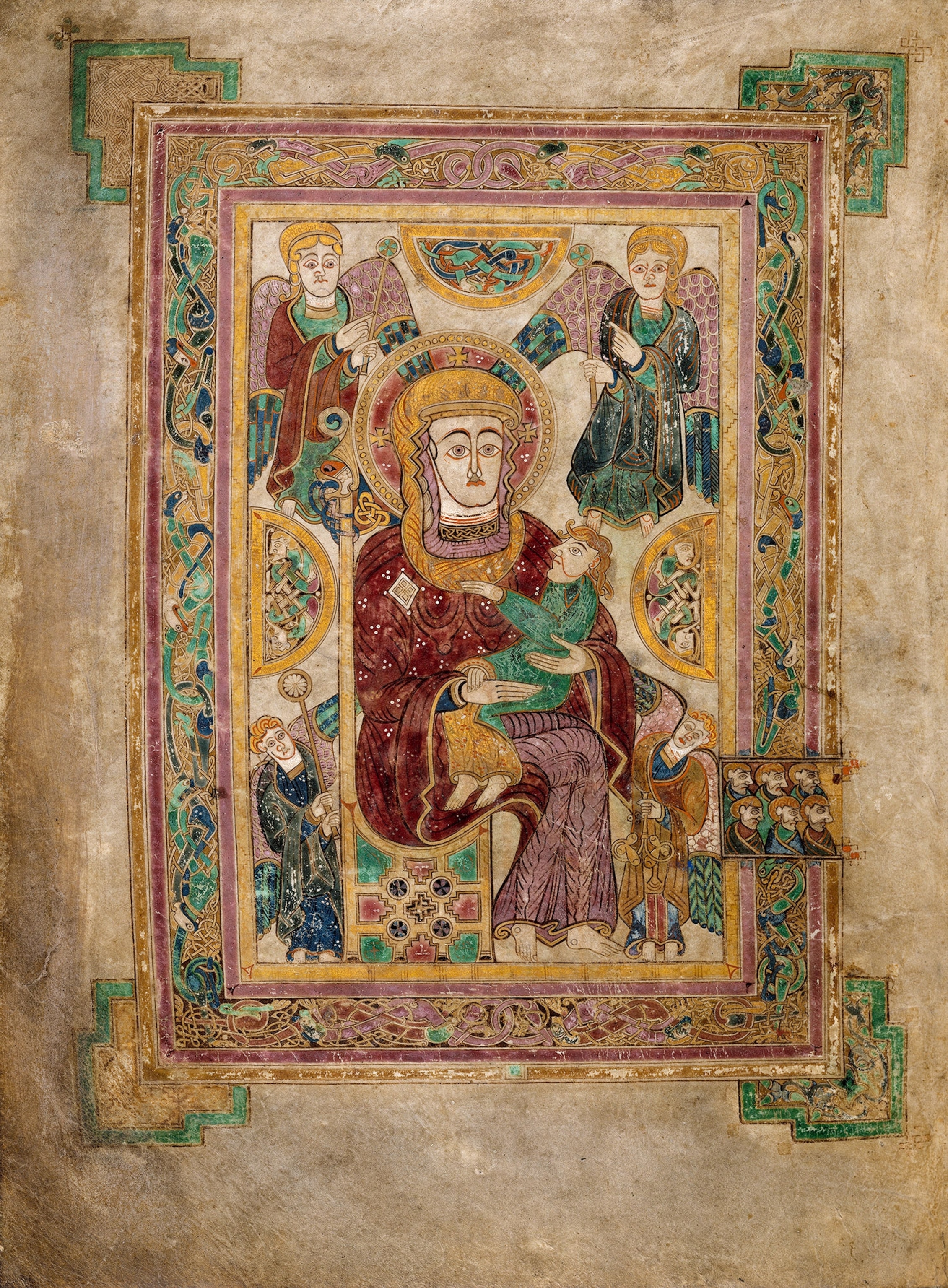 An illustration on an old page of a woman and baby.