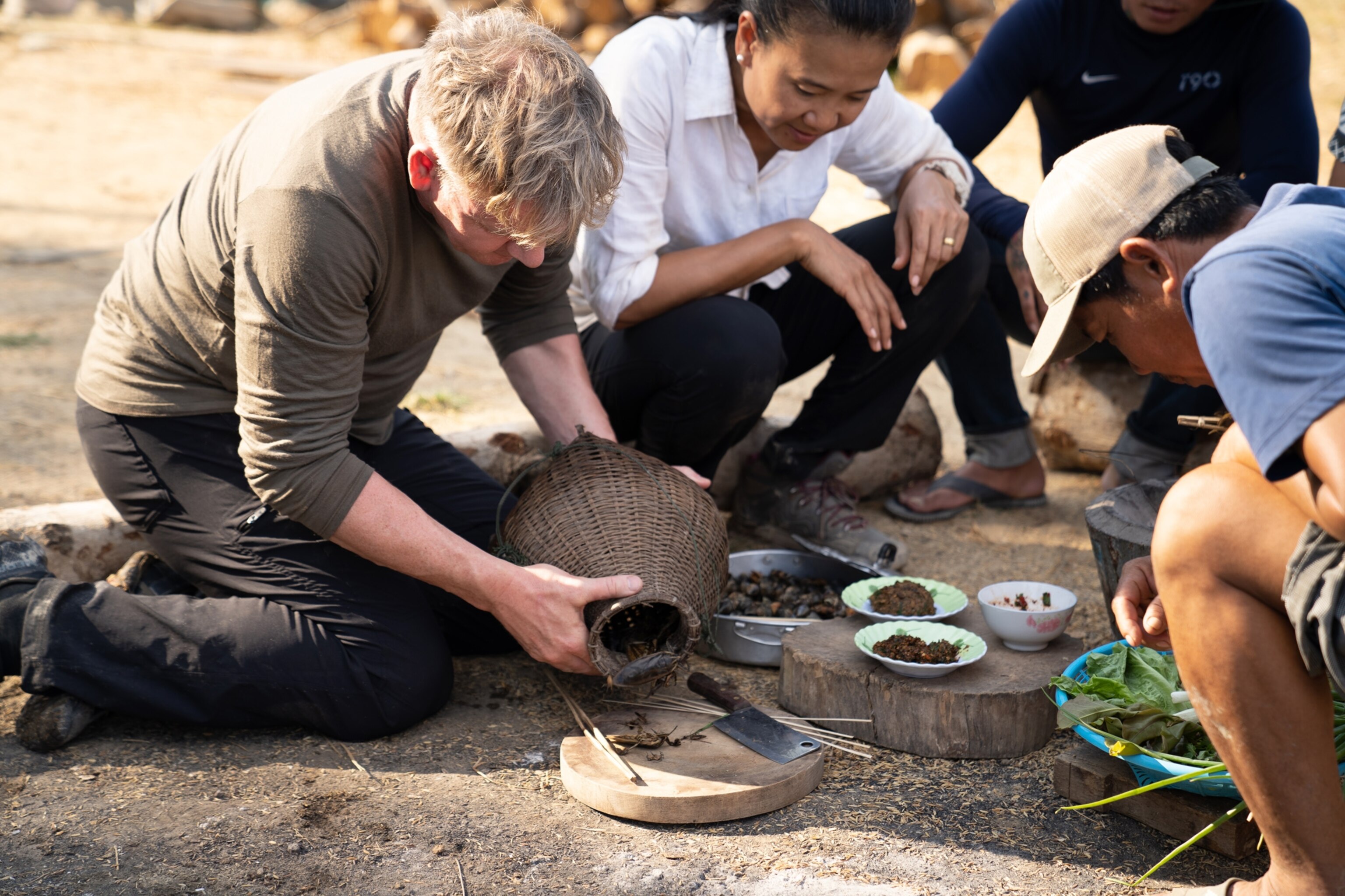 Gordon Ramsay preparing a meal in Laos