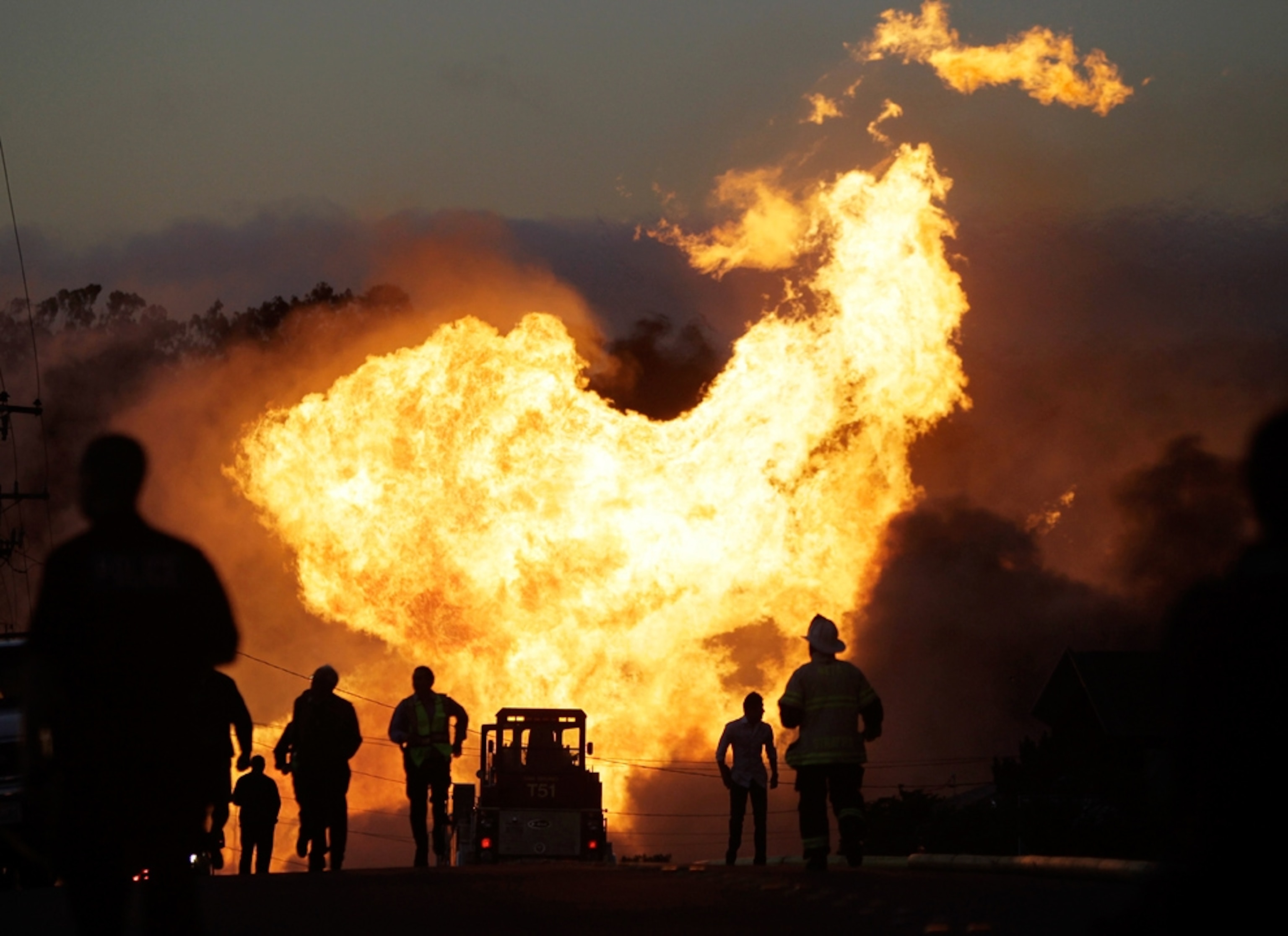A picture of the San Bruno fire created by a gas pipeline explosion in the San Francisco, California, suburb Thursday night