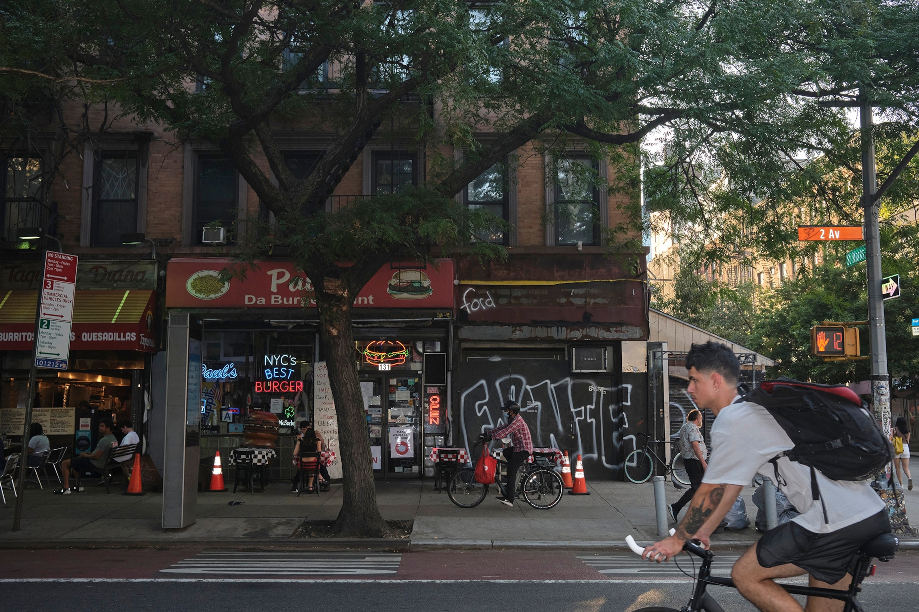Gem Spa's former location at the corner of St. Marks Place and 2nd Avenue in Manhattan, Aug. 13, 2021. Gem Spa's quirky unofficial mascot, a gnarled Zoltar fortune telling machine that stood outside the shop for years, luring passers-by to feed it $2 to hear their fates, improbably survived the shop's demise.