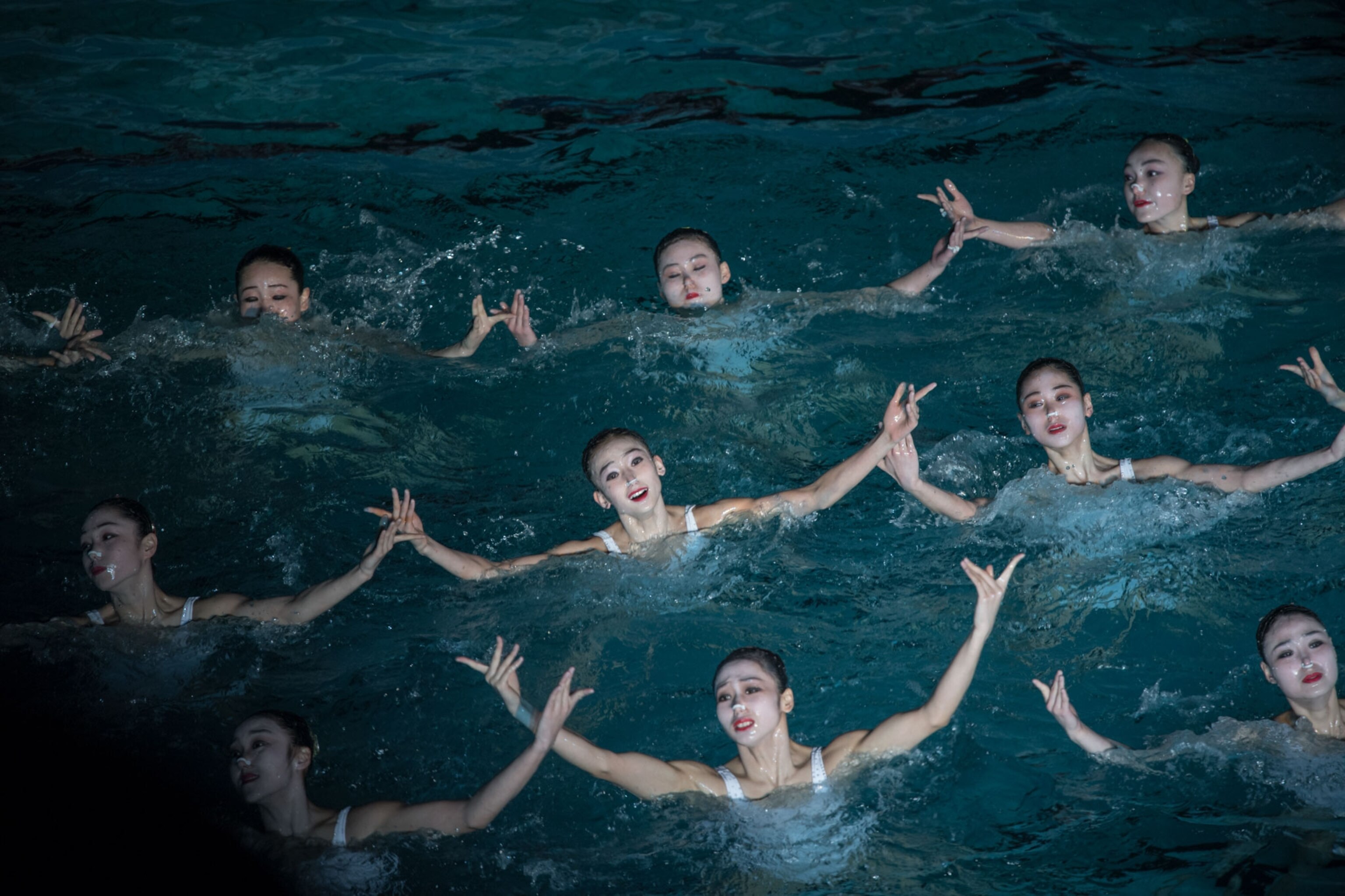 synchronized swimmers performing in North Korea