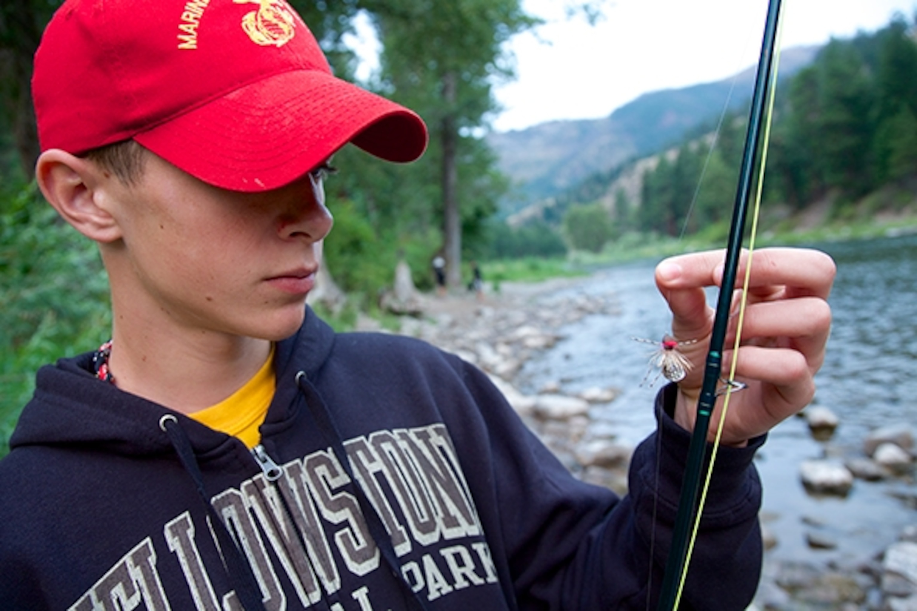 Jeb fly fishing on the Big Blackfoot River outside Missoula Montana.