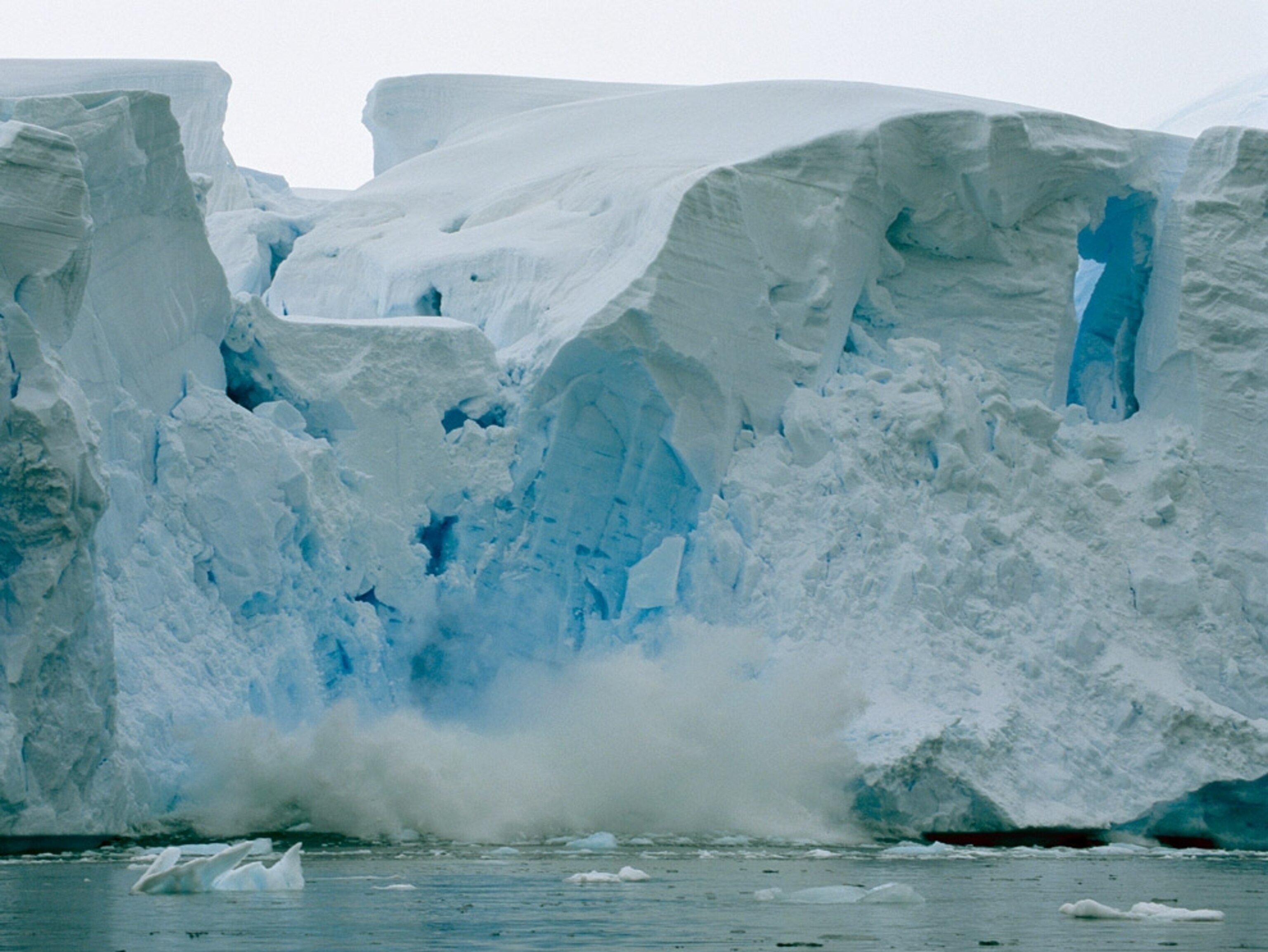 Ice calving from an ice shelf