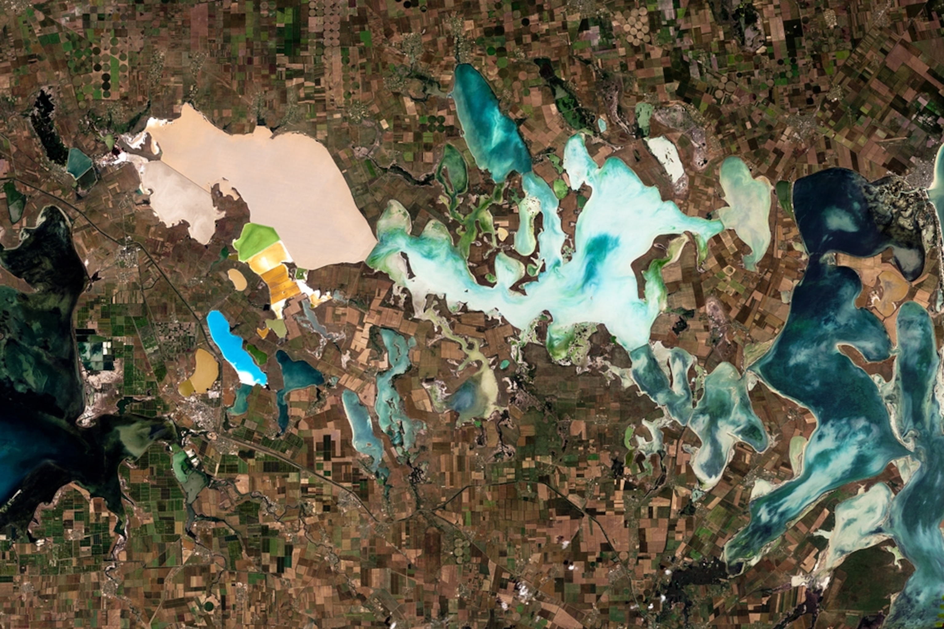 Network of marsh lagoons near the Black Sea satellite picture.