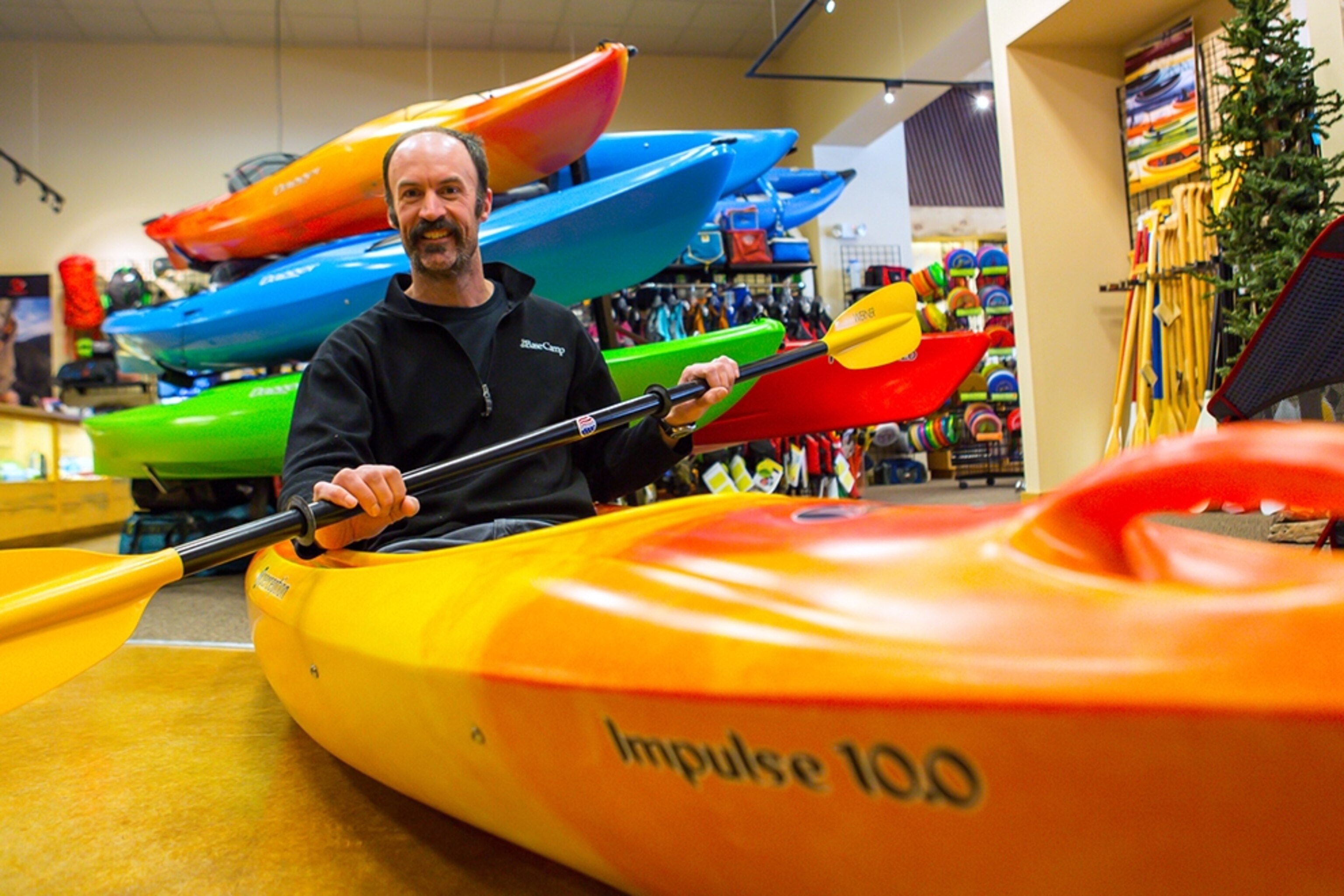 an employee at The Basecamp outdoor store in Billings, Montana