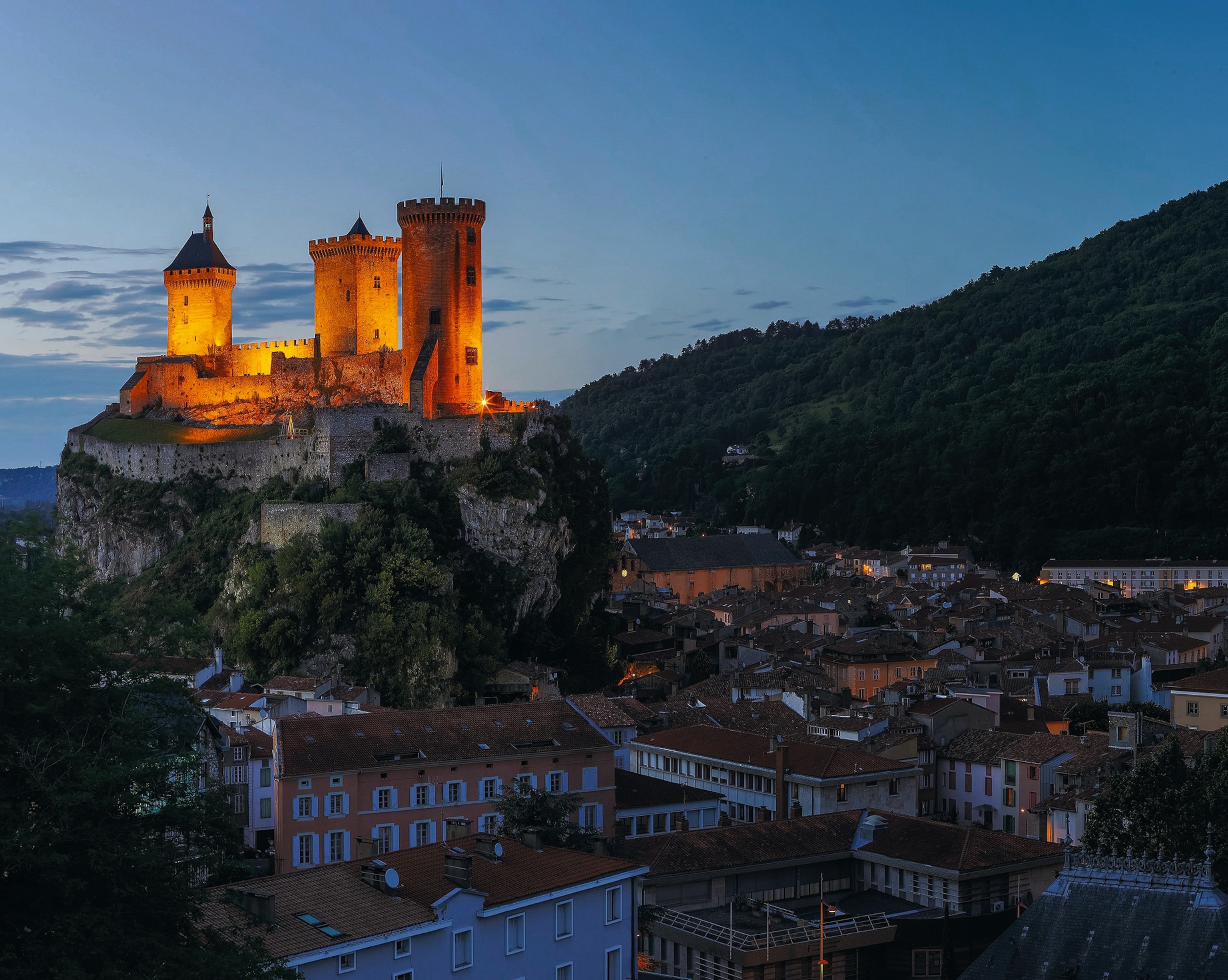 Foix Castle in the northern foothills of the Pyrenees is pictured.