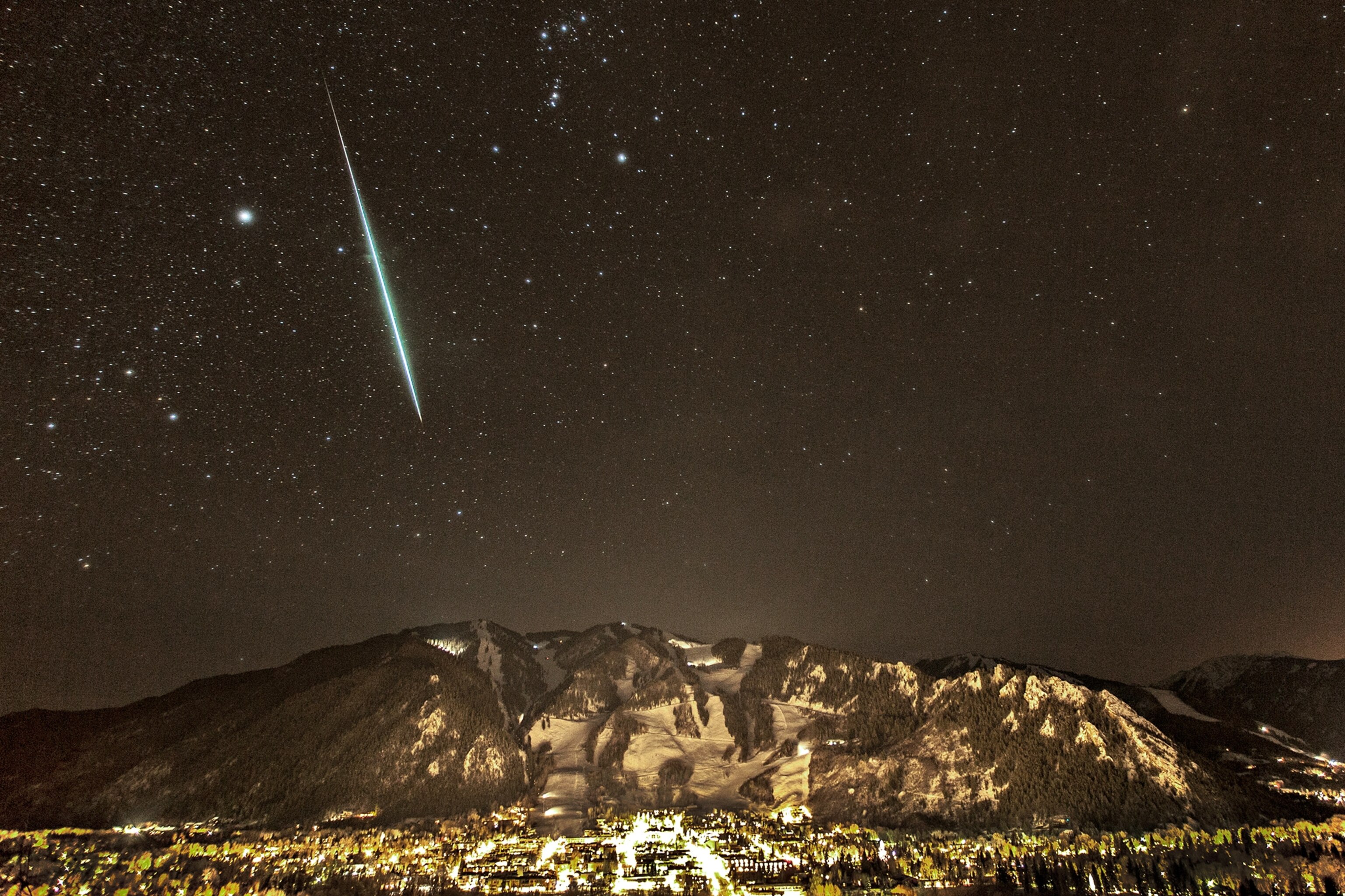 Geminid meteor shower over Aspen, Colorado