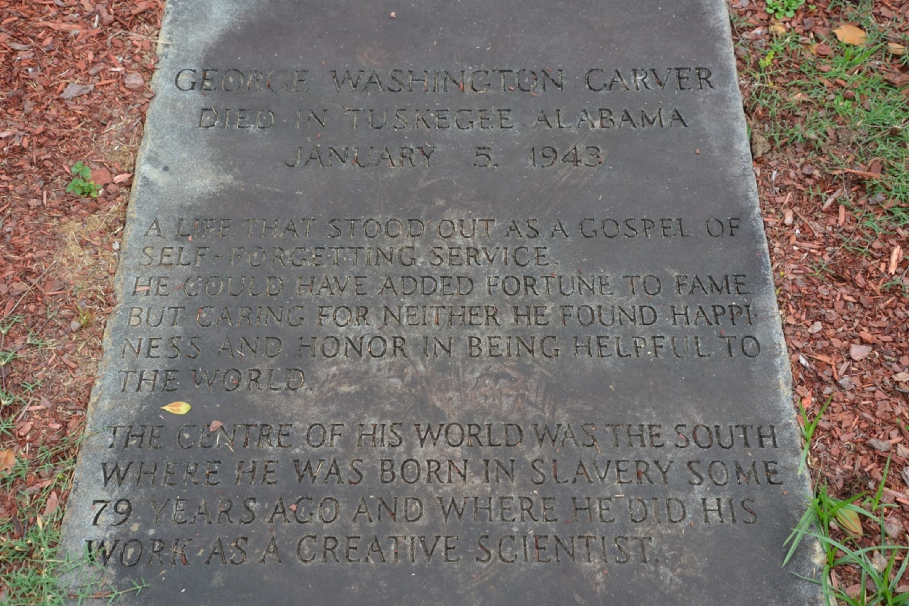 Grave of George Washington Carver at Tuskegee University. (Photo by Andrew Evans, National Geographic Travel)
