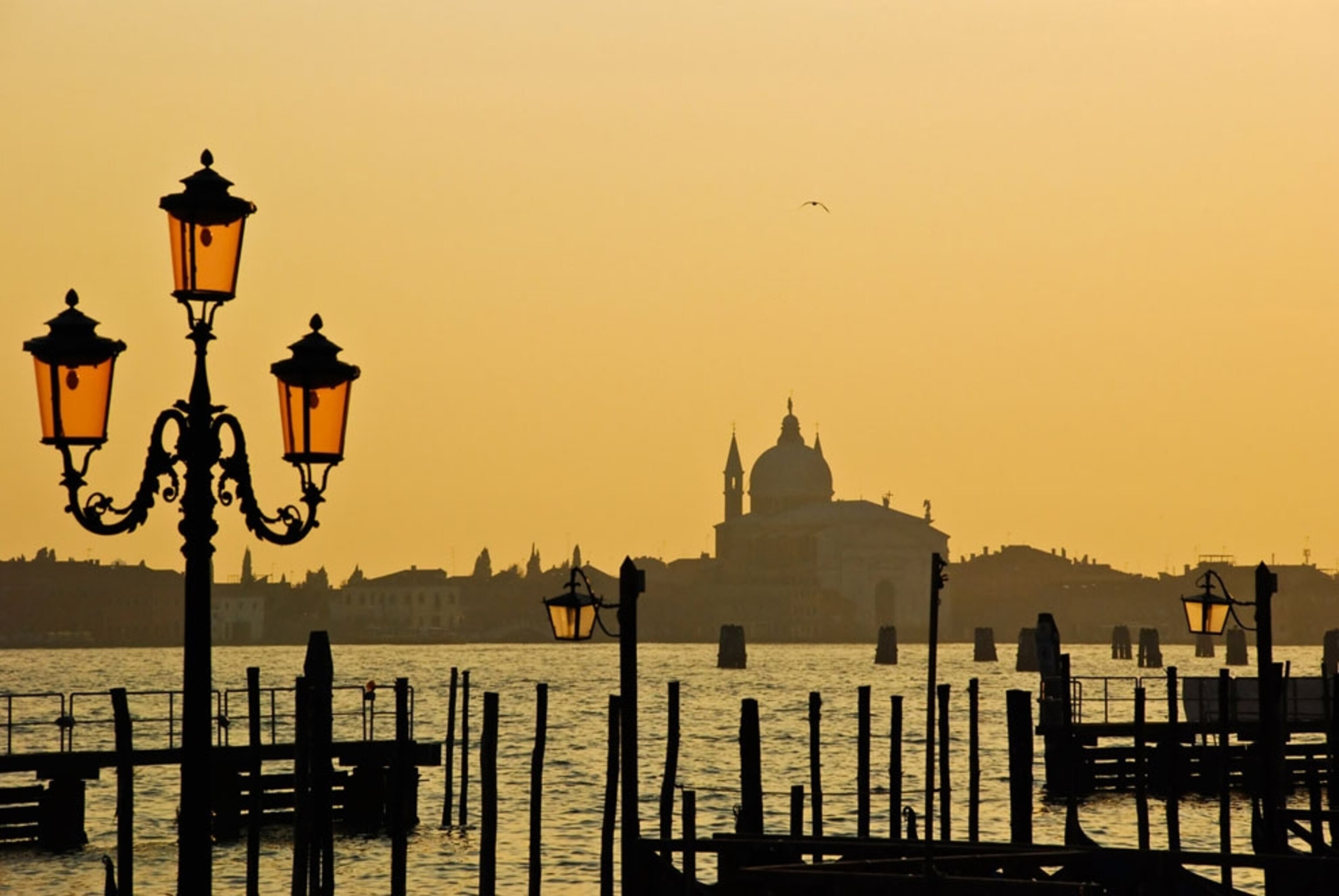Venice bathed in yellow light