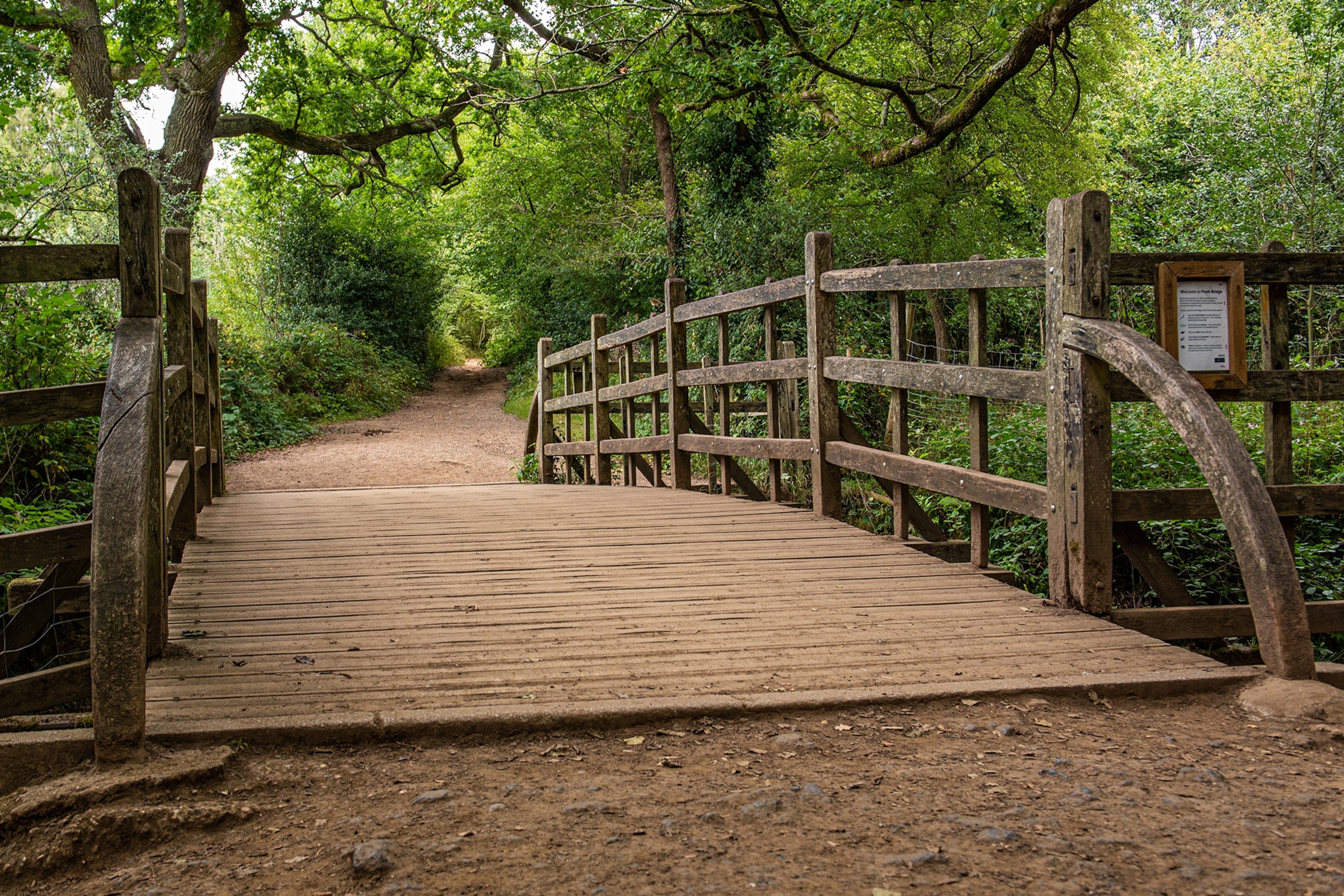 Pooh Sticks bridge were Pooh sticks originated located in the One Hundred Acre wood in Ashdown Forest near Hartfield.