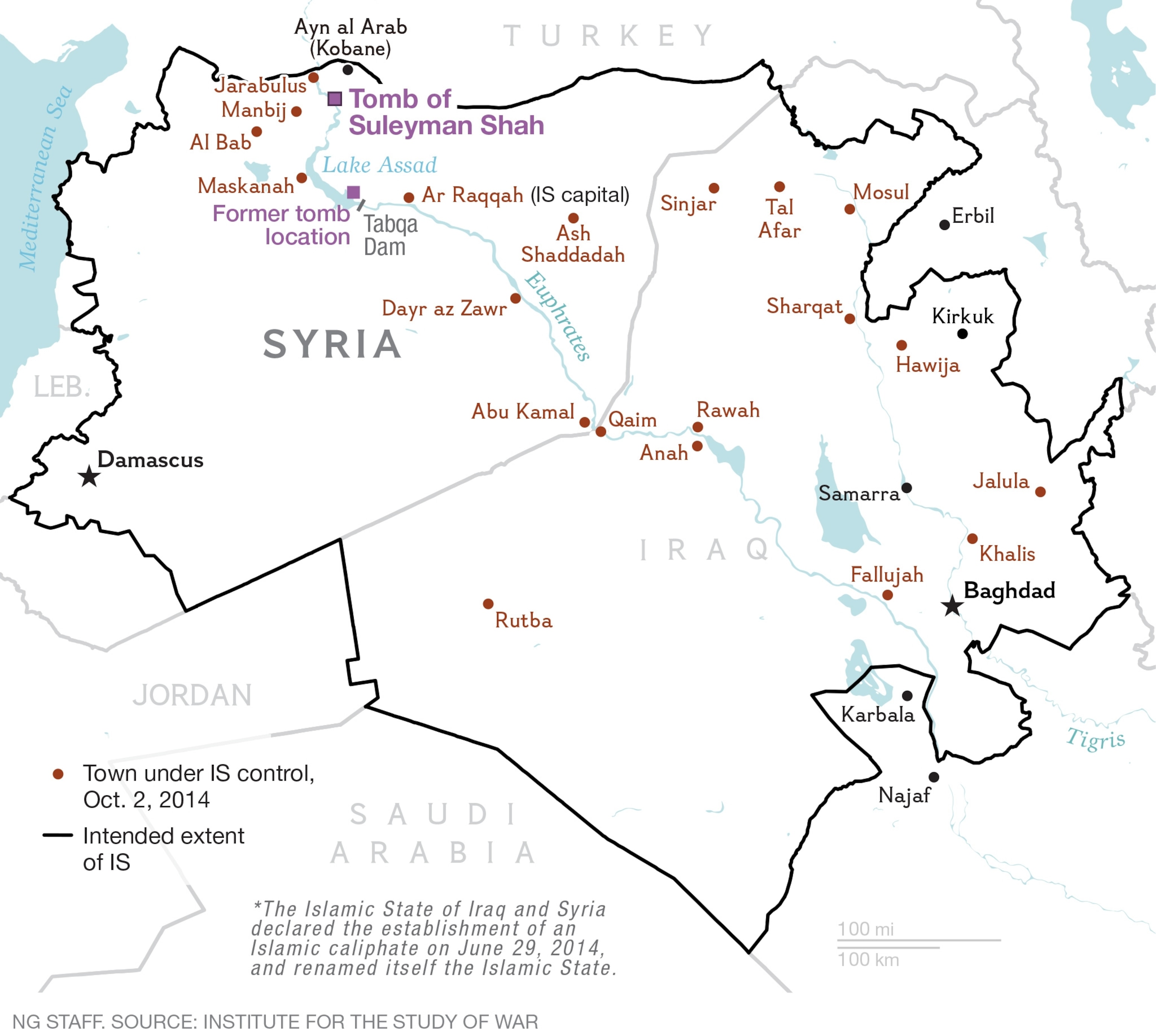 Turkish soldiers standing guard at the site of Suleyman Shah tomb in Syria.