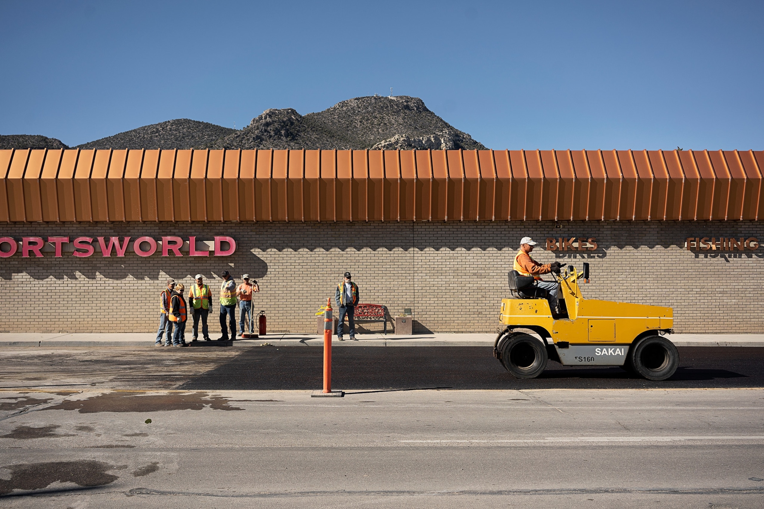 <p>Construction workers complete roadwork on Route 50 in Ely, Nevada.</p> 