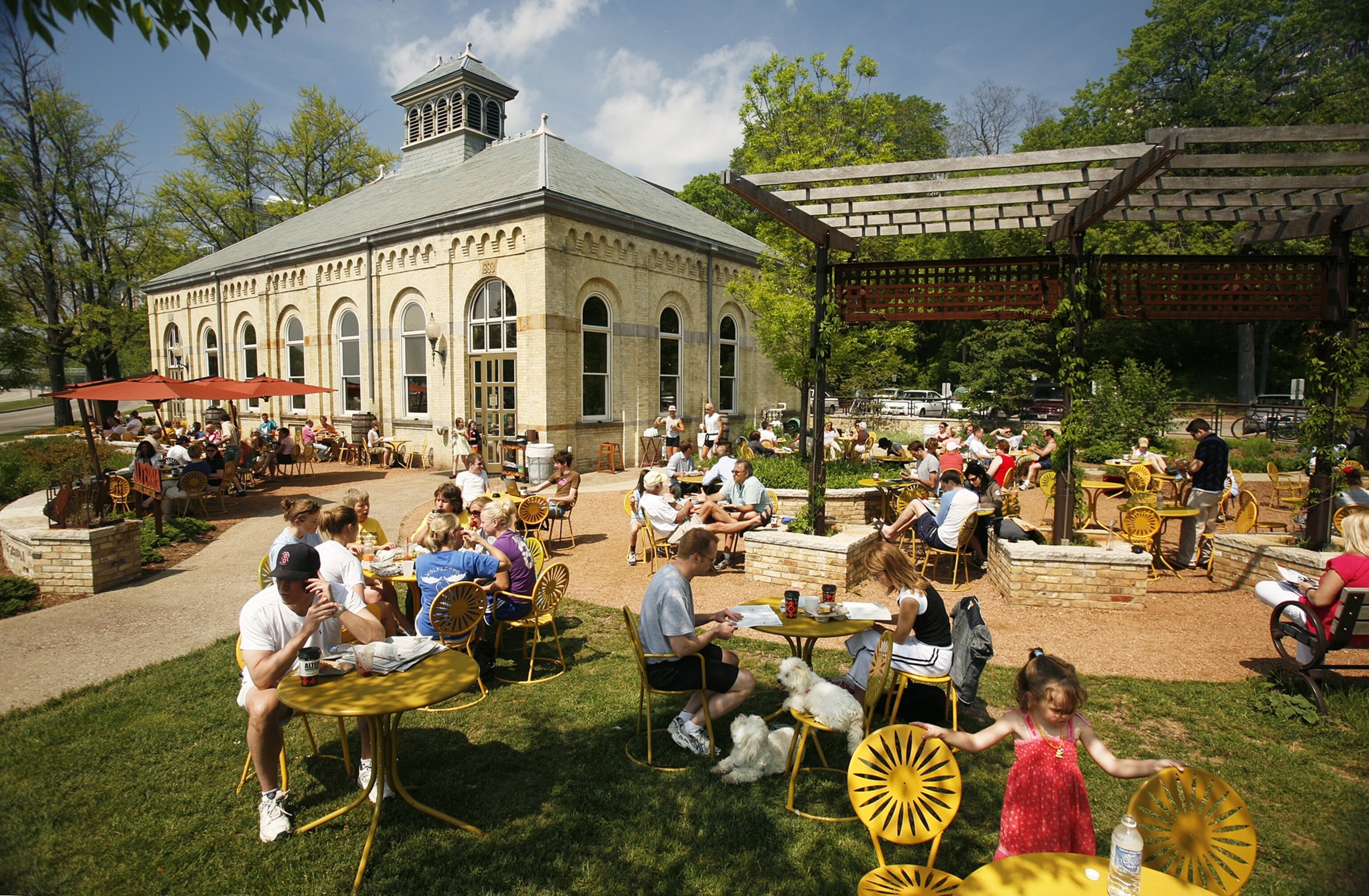 Patrons at Alterra at the Lake, an erstwhile river flushing station.