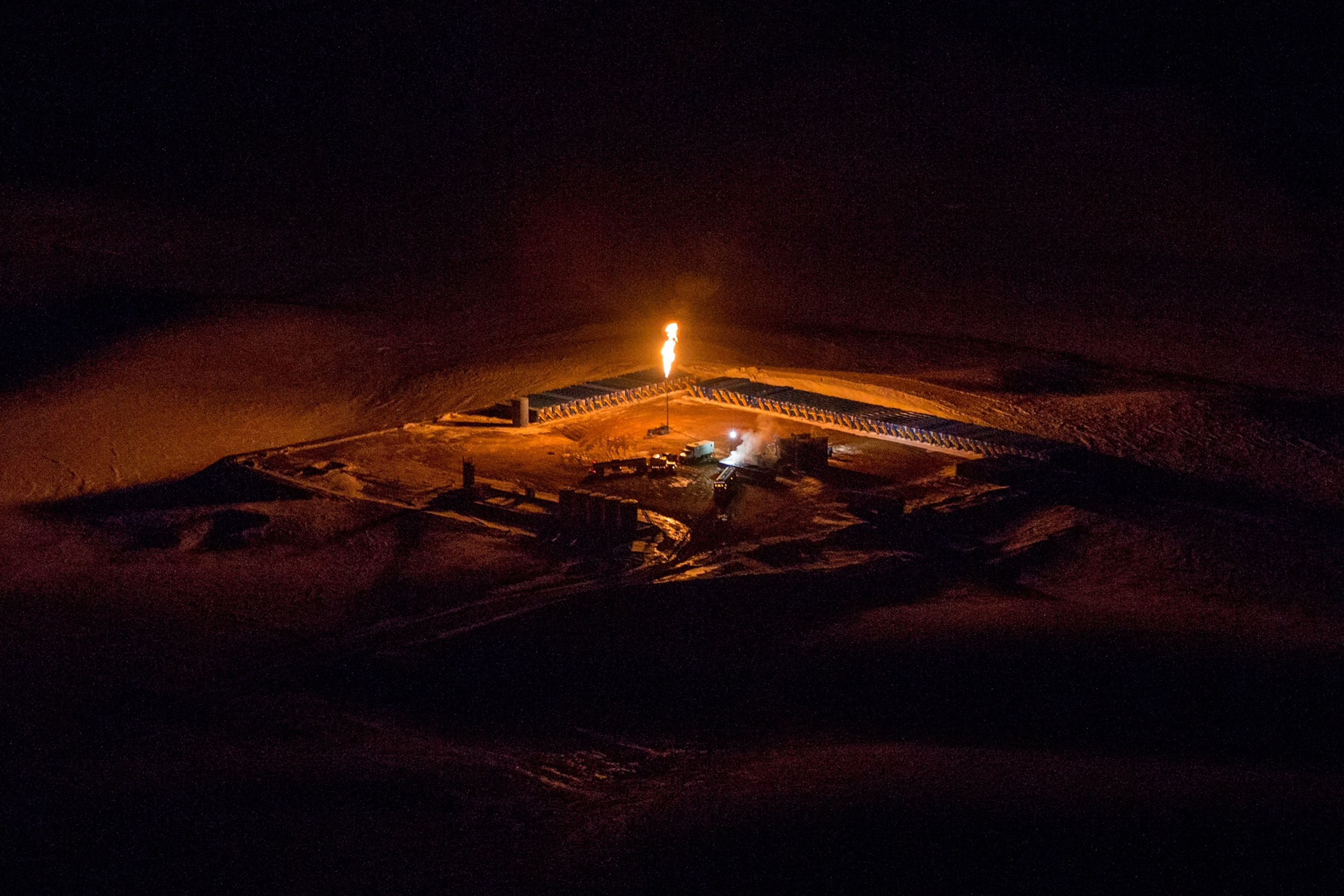 a natural gas flare in North Dakota.