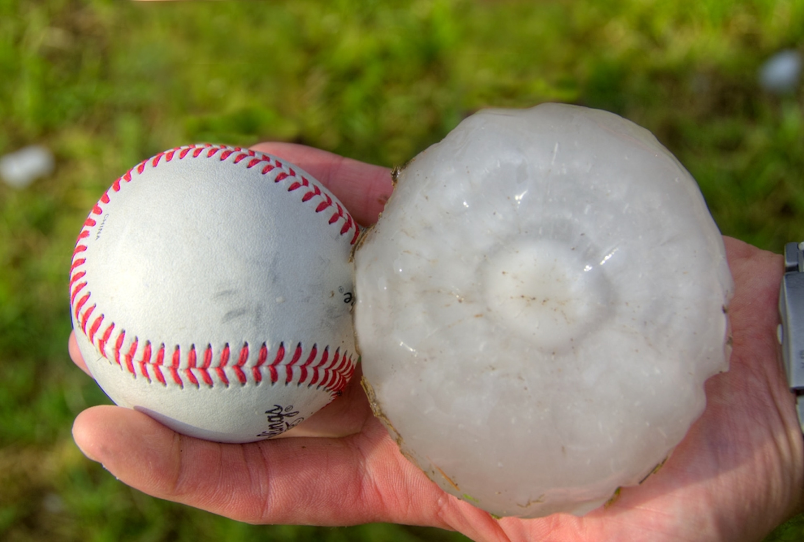 hail compared to a baseball